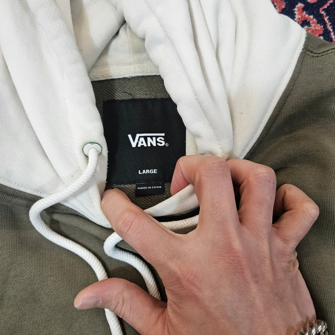 반스(Vans) 빈티지 카키 워시드 멀티컬러 후드 L size 상품이미지6