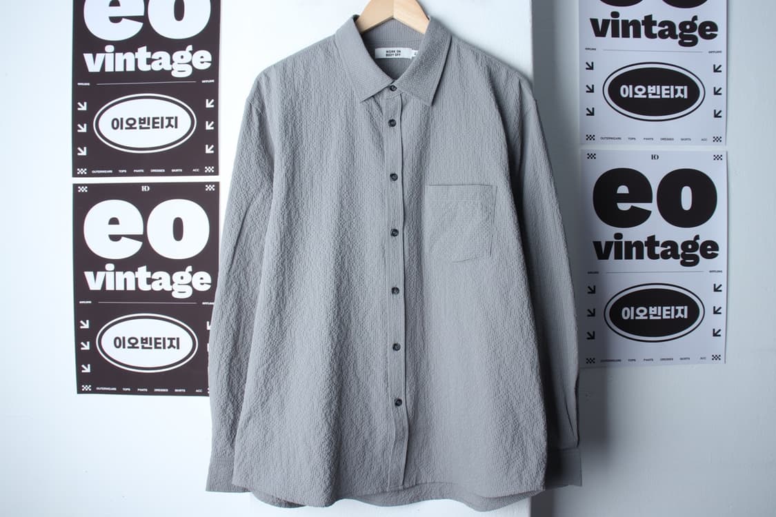 (XL-2XL) 워크온바디오프 셔츠 남방 체크 그레이-H3H33811 상품이미지2
