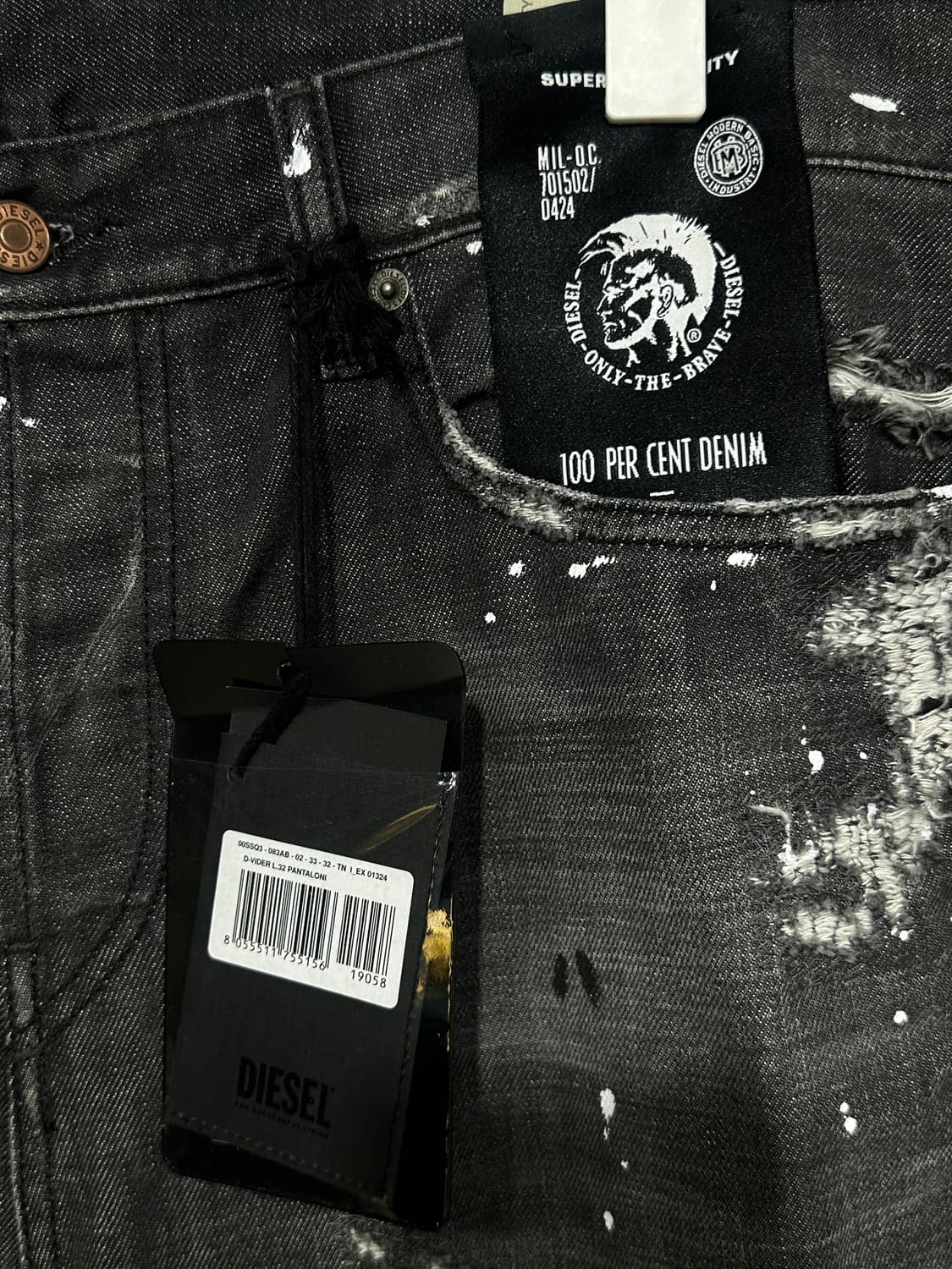 디젤 D-VIDER 데님 흑청 팬츠 신품 상품이미지10