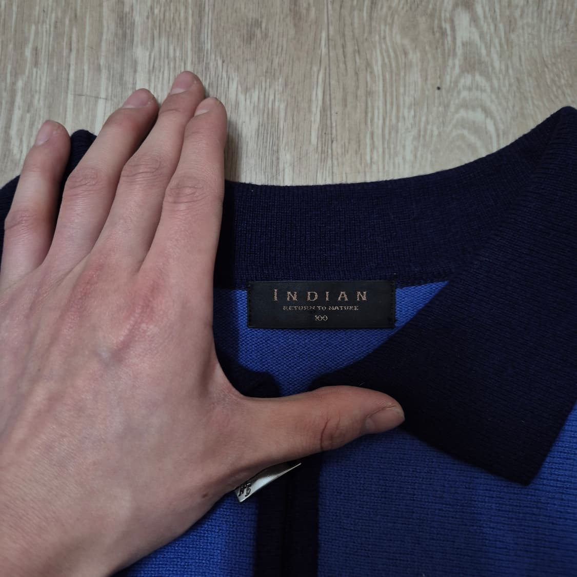 인디안 남성 버튼 클래스 반집업 니트 L(100) 상품이미지6