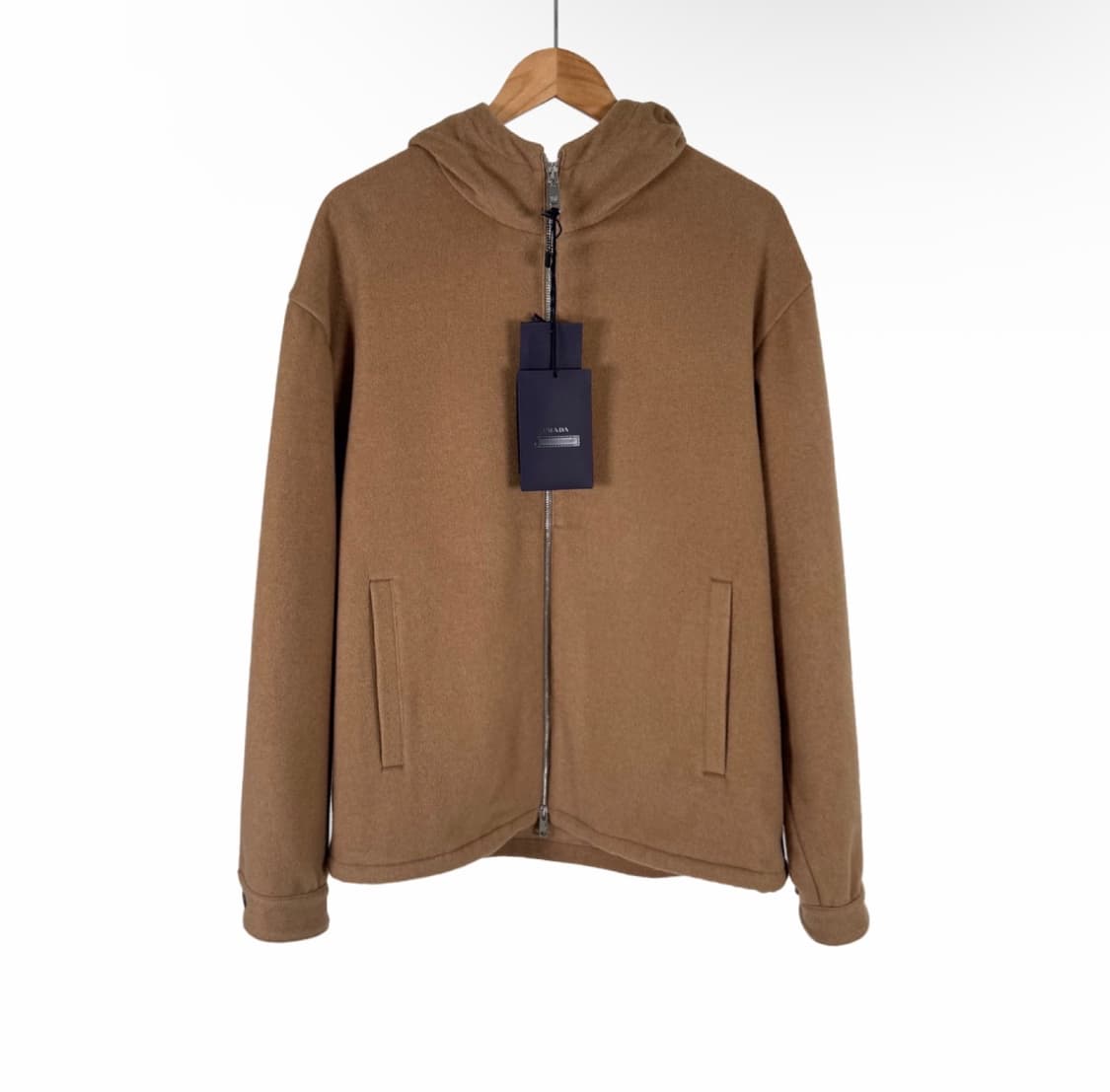 [S] 프라다 남성 카멜 울 헤어 후드 집업 블루종 자켓 카멜 브라운 상품이미지1