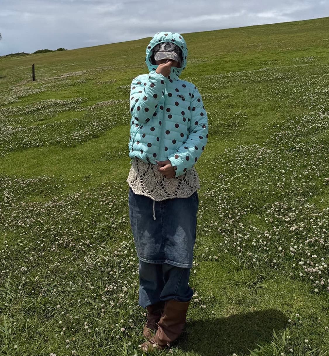 Blue Polka Dot Light Down Jacket 상품이미지1