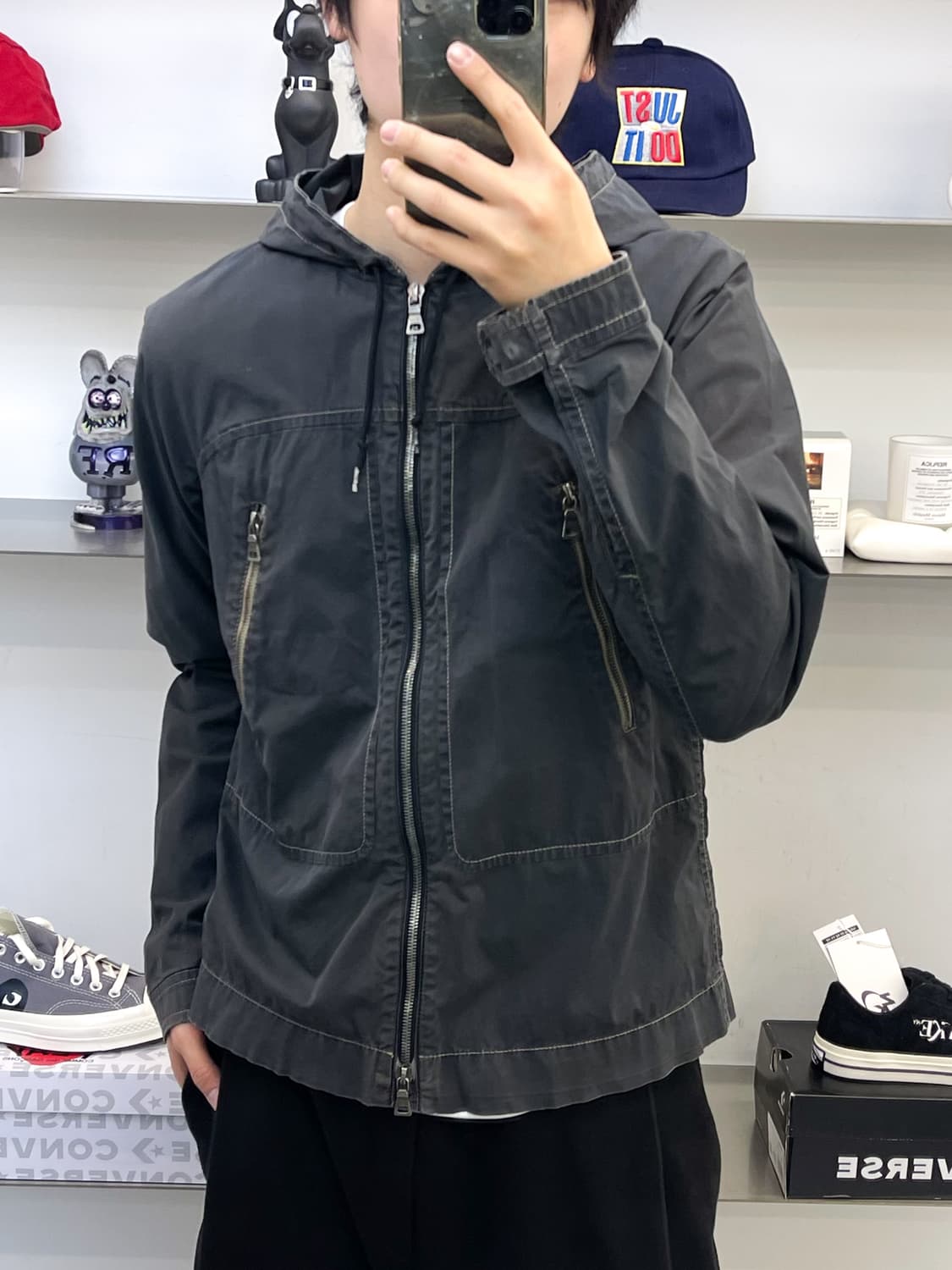 프라다 2000s 콘트라스트 스티칭 후드 자켓 상품이미지1