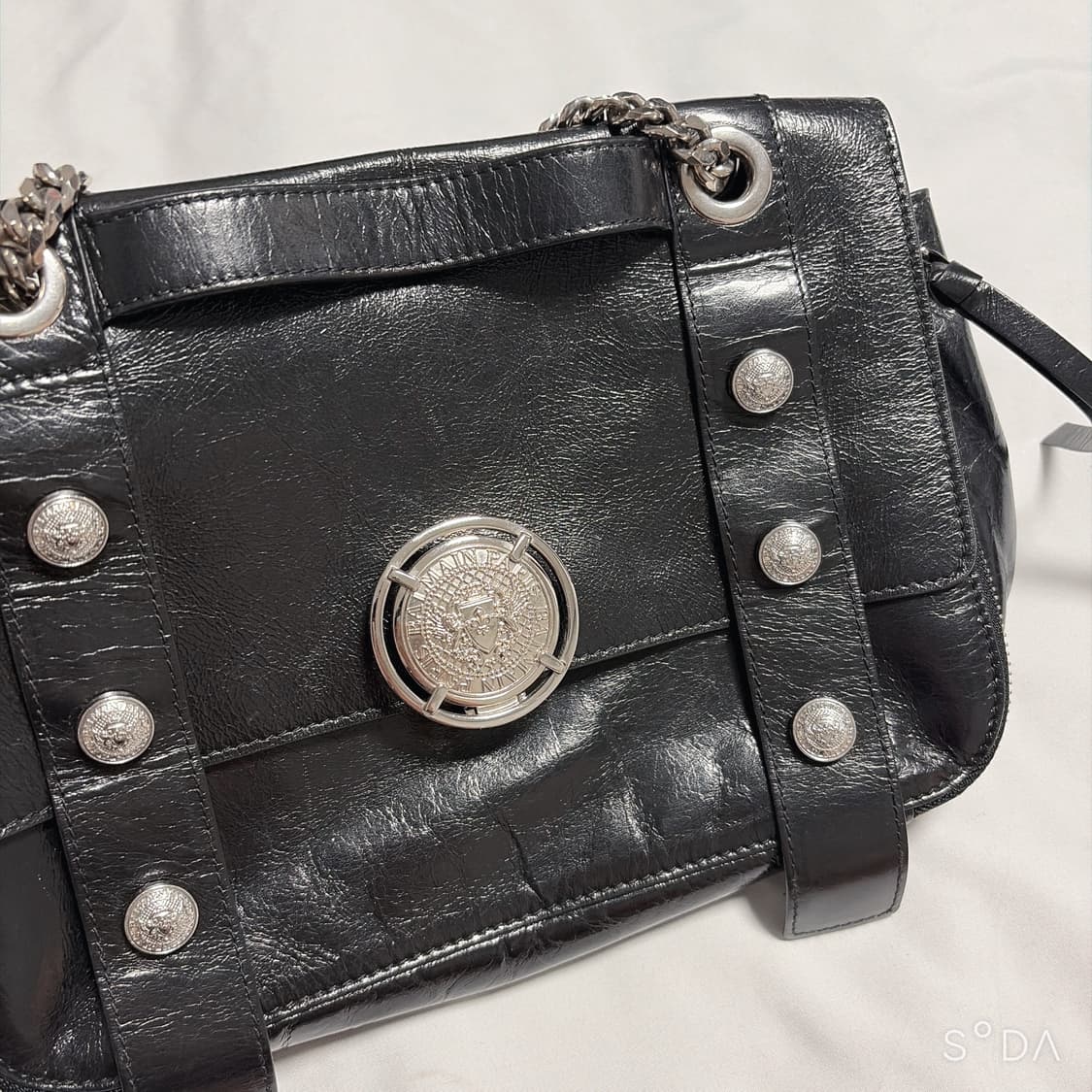 발망 블랙 레더 체인 숄더백 상품이미지3