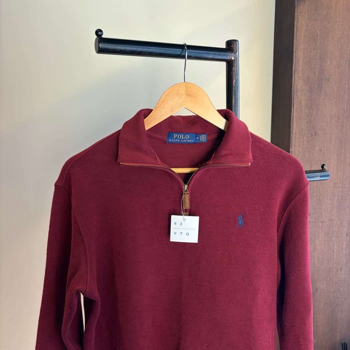 15693 - 폴로 랄프로렌 버건디 반집업 니트 상품이미지1
