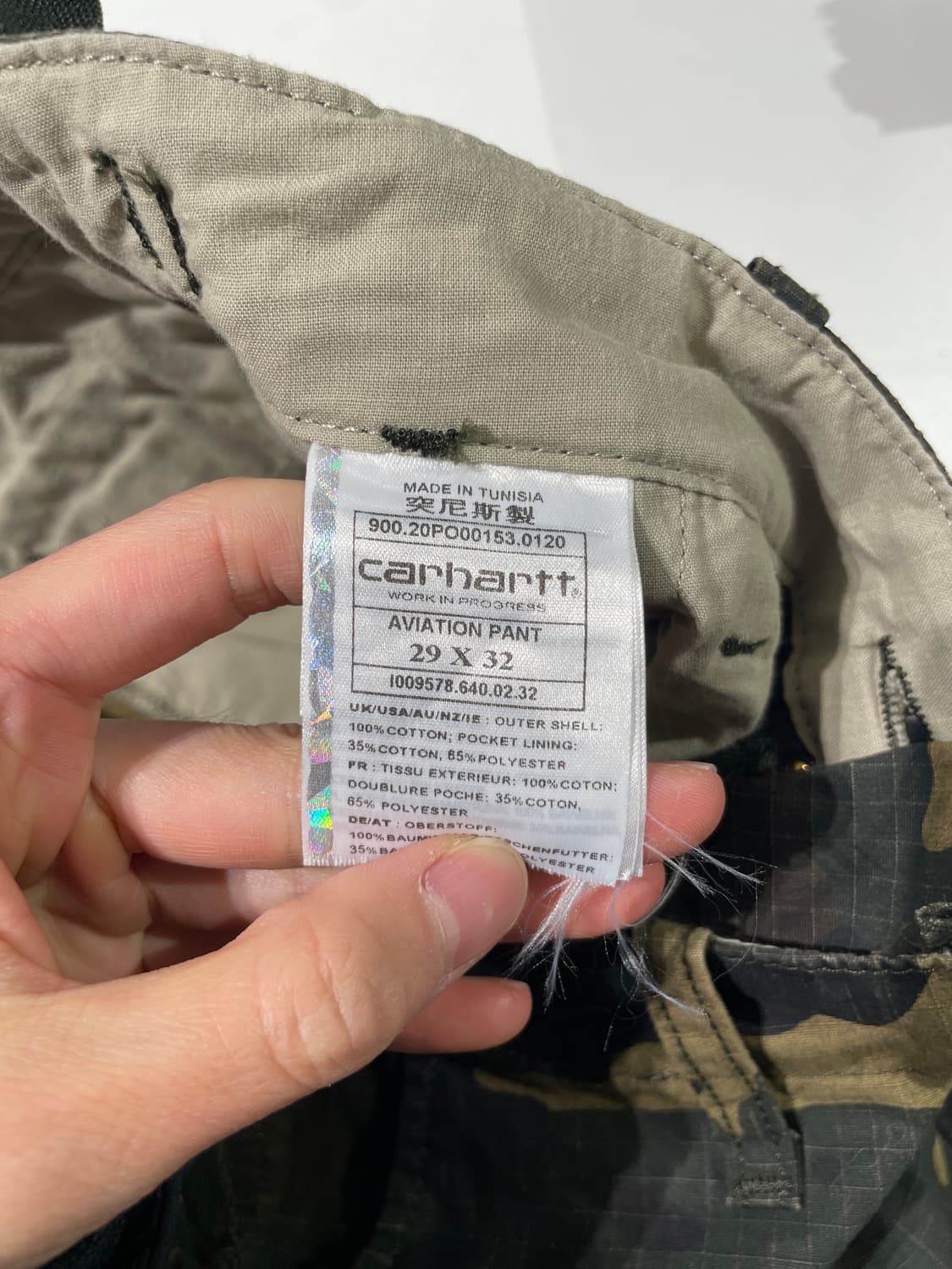 칼하트 wip 카모 에비에이션 카고 팬츠 상품이미지8