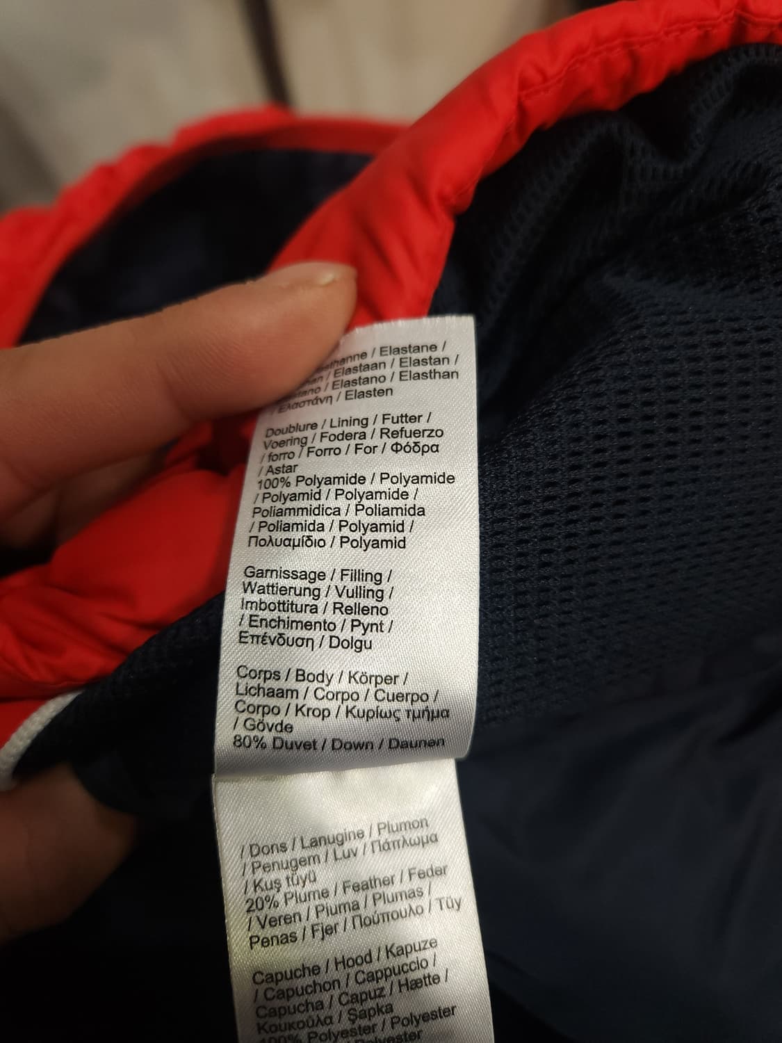 라코스테 레드 오리털 후드 경량 패딩 점퍼
​
 상품이미지6