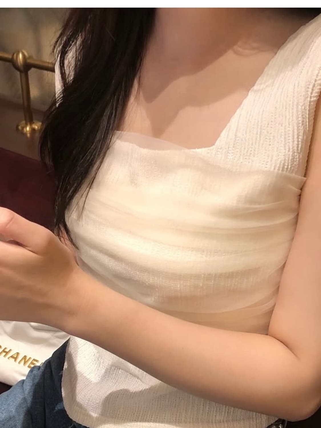 제니오 zaenio 안느 스퀘어넥 슬리브리스 탑 상품이미지5