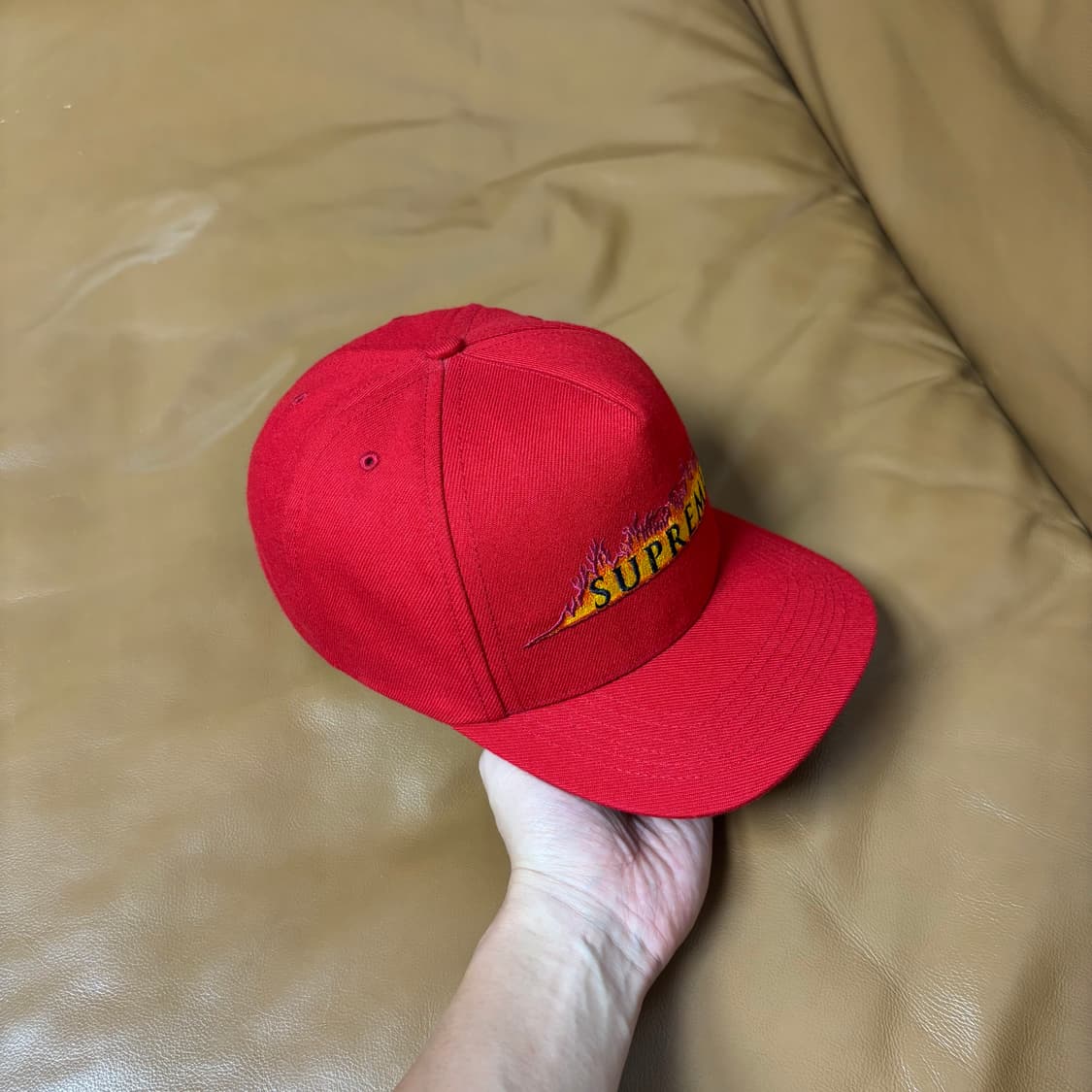 Supreme 슈프림 아마겟돈 플레임 로고 레드 6패널 볼캡 모자 Red 상품이미지3