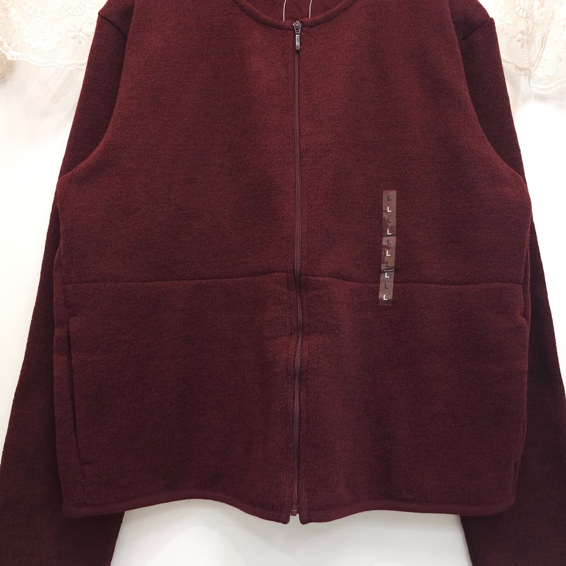 무인양품 버건디 후리스 기모 집업 가디건 상품이미지4