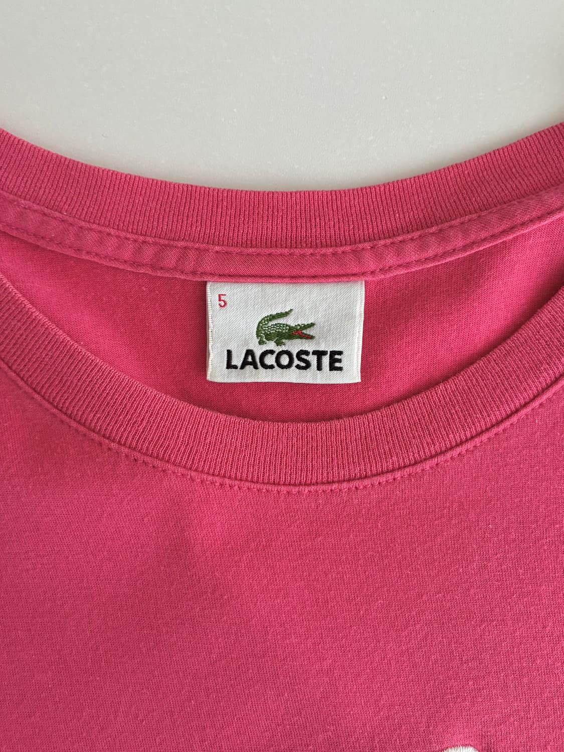 105) 라코스테 빅로고 라운드넥 반팔 티셔츠 핑크 상품이미지5