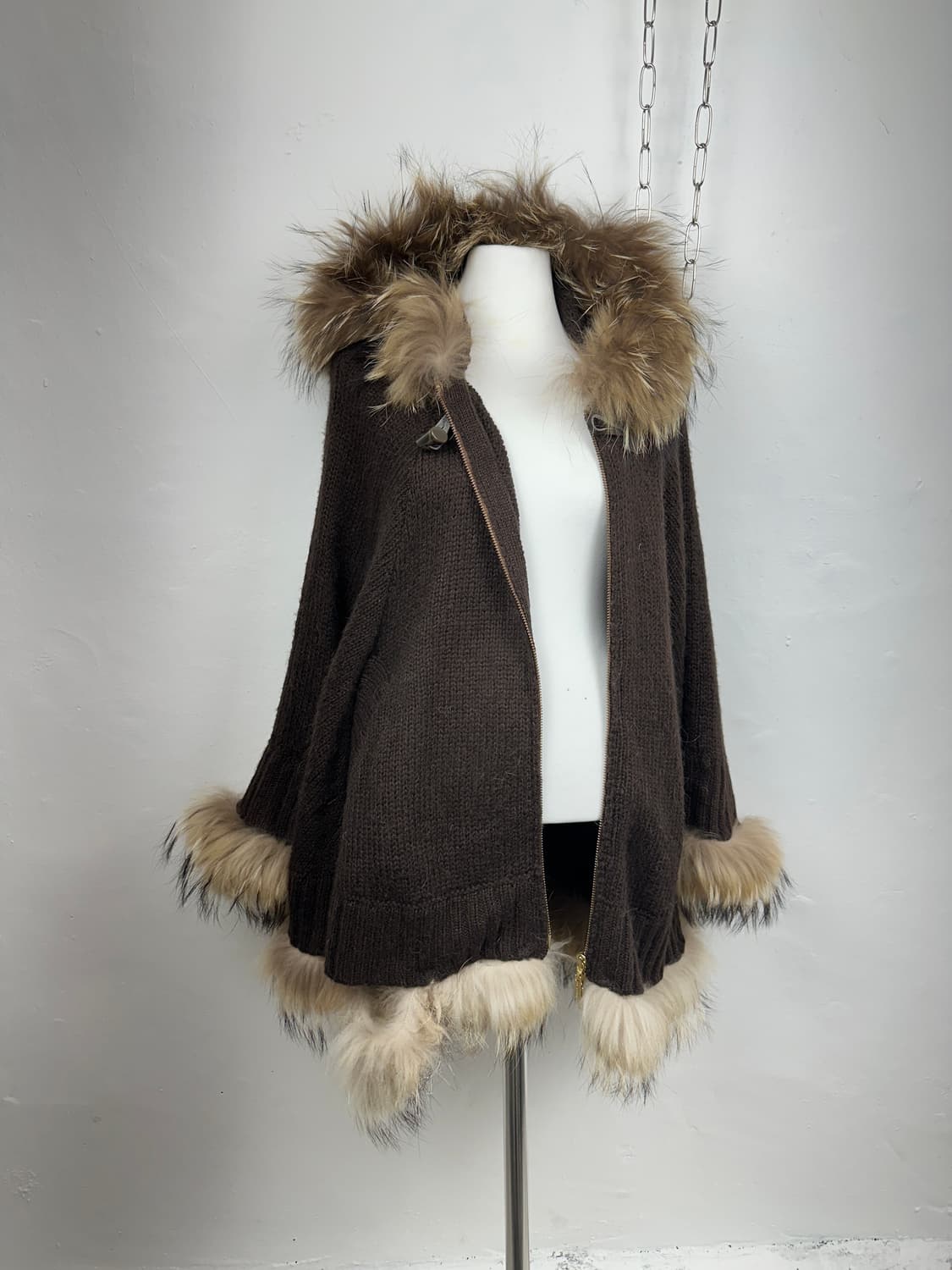JPN fur trimming drape cape hoodie 상품이미지1