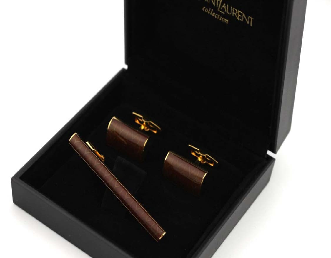 입생로랑 A+등급 5.8cm Y모티브 남자 명품 넥타이핀 커프스 세트 상품이미지1