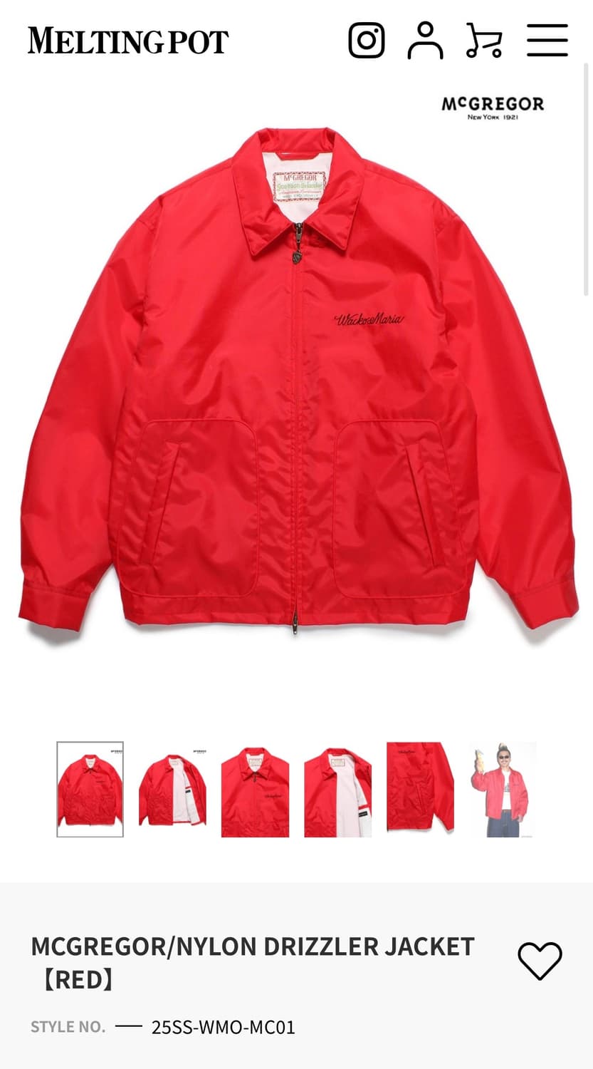 [L] 와코마리아 맥그리거 드리즐러 자켓 25ss 상품이미지5