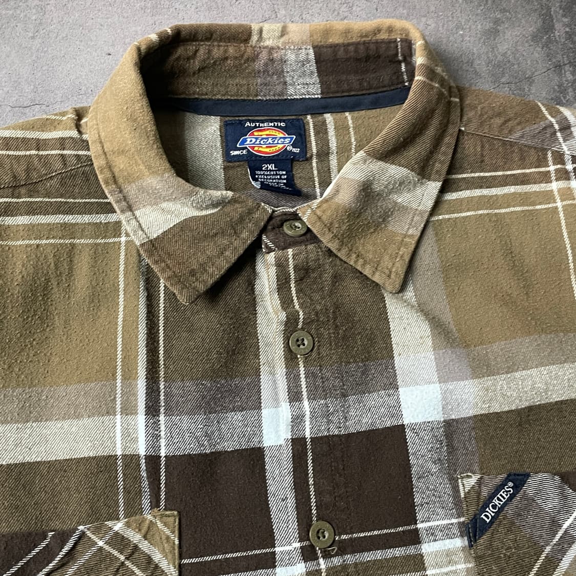 DICKIES 디키즈 빈티지 브라운 포켓 체크 셔츠 A00799 상품이미지2