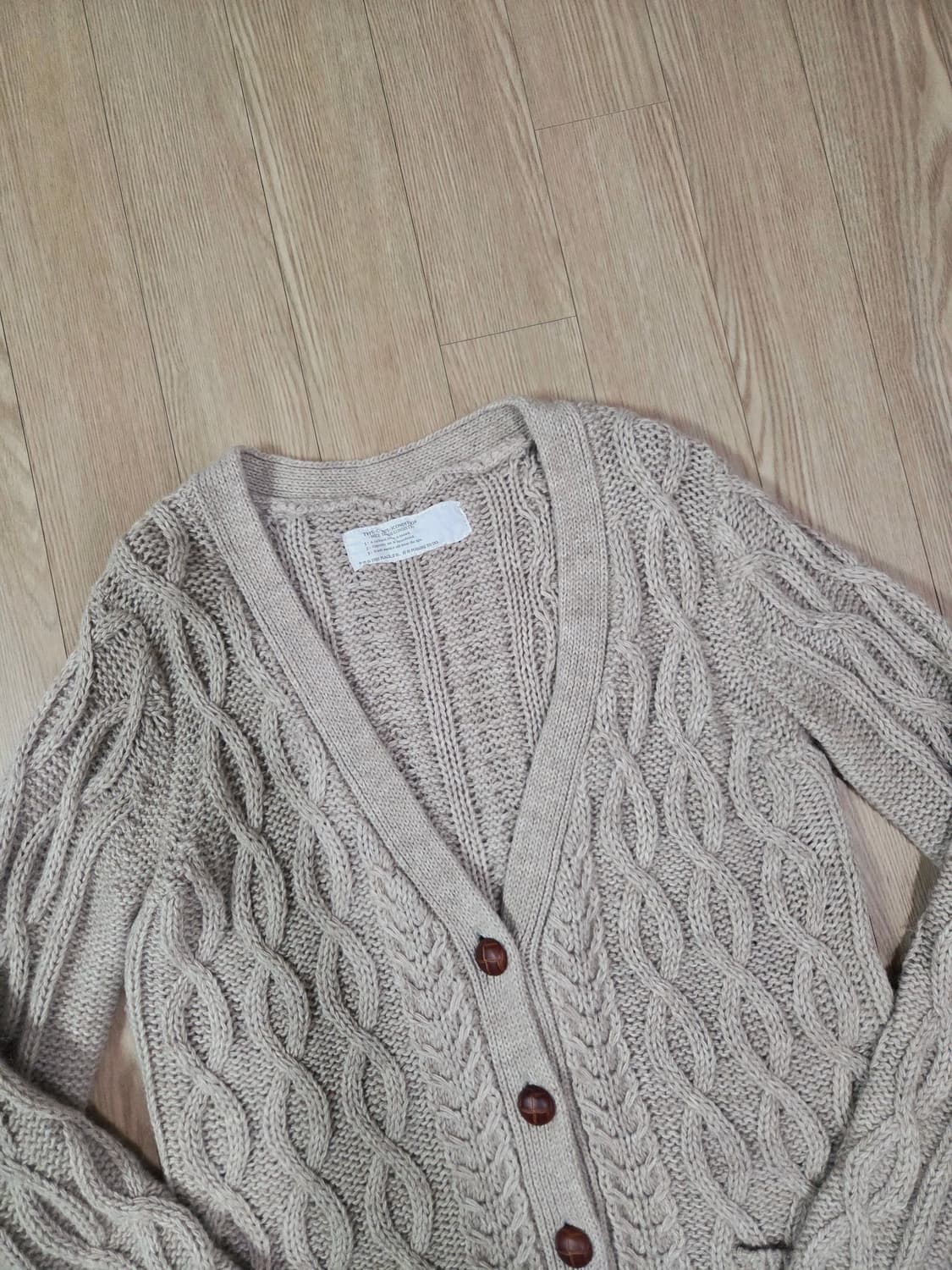 who's who Chico80s 복각베이지 짜임 카디건 상품이미지2