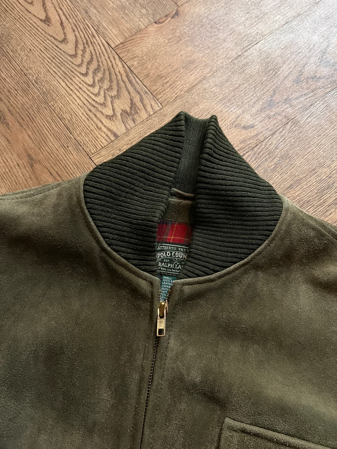 [L]90's 폴로 컨트리 체크 라이닝 리얼 스웨이드 플라이트 자켓 상품이미지2