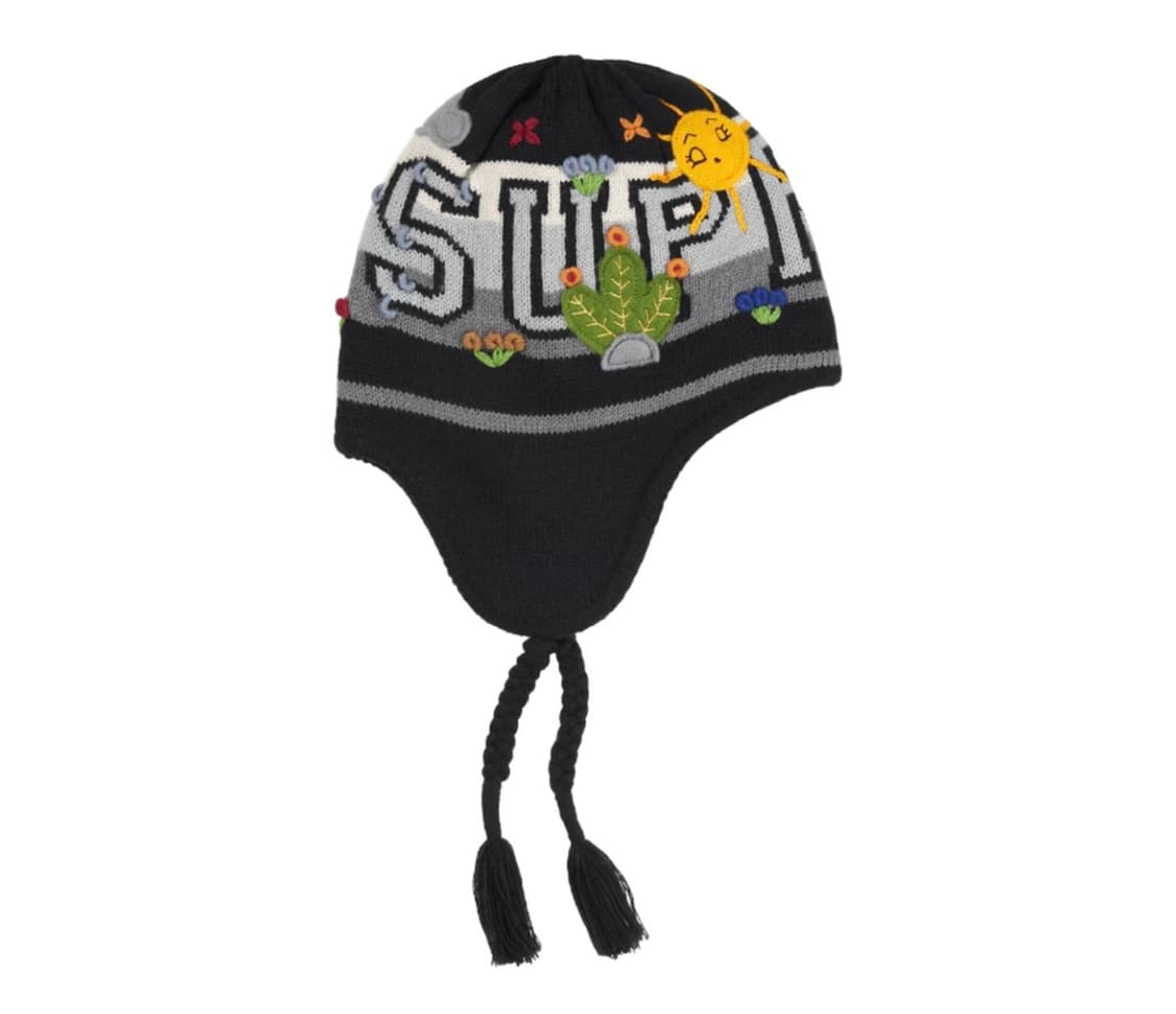 슈프림 펠트 아플리케 이어플랩 비니 블랙 상품이미지1