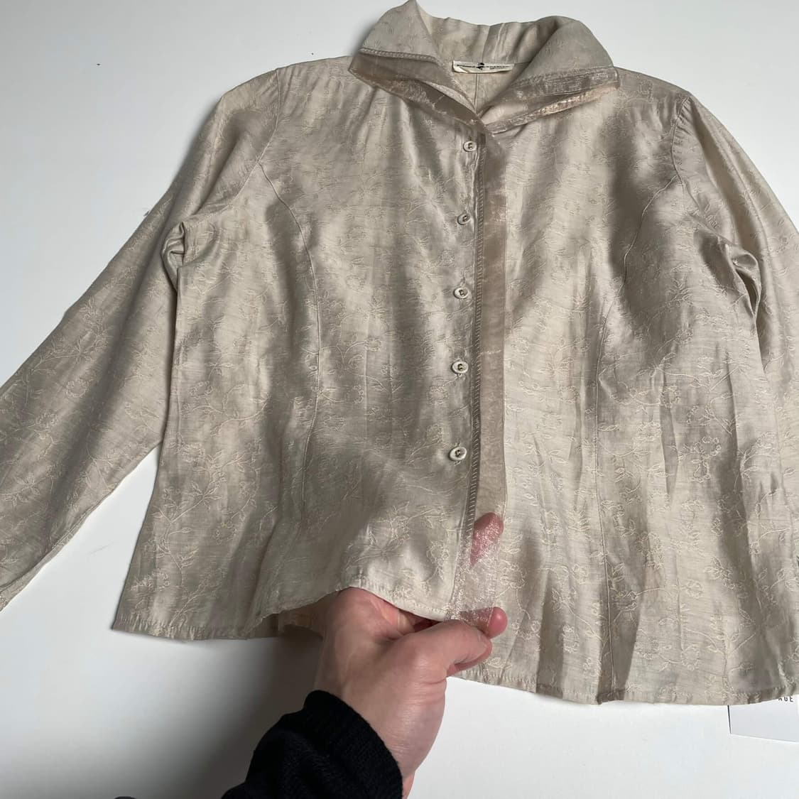 히로코 코시노 꽃 자수 레이온 블렌드 자켓 상품이미지6