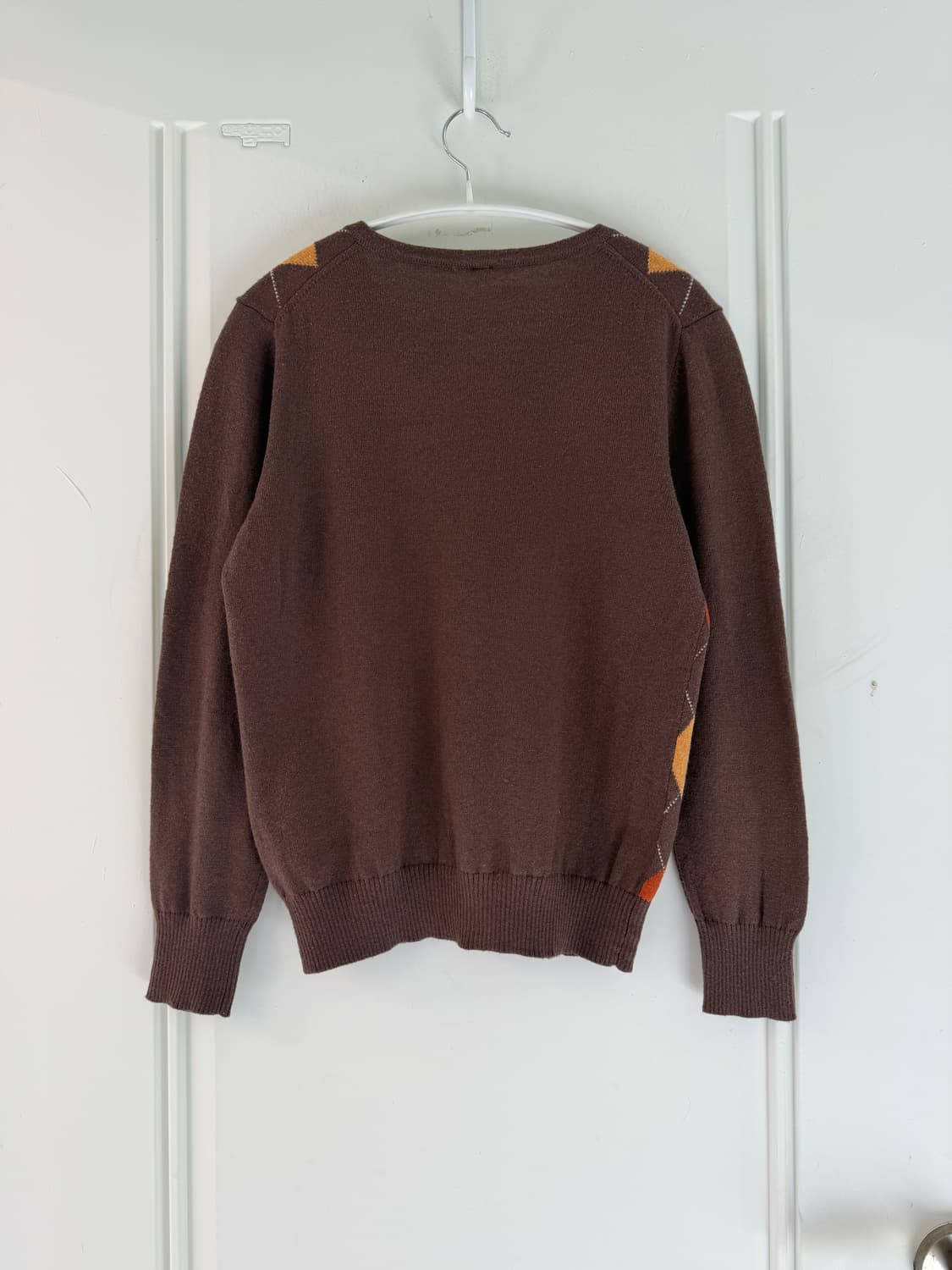 일본빈티지 브라운 아가일패턴 울 가디건 상품이미지8