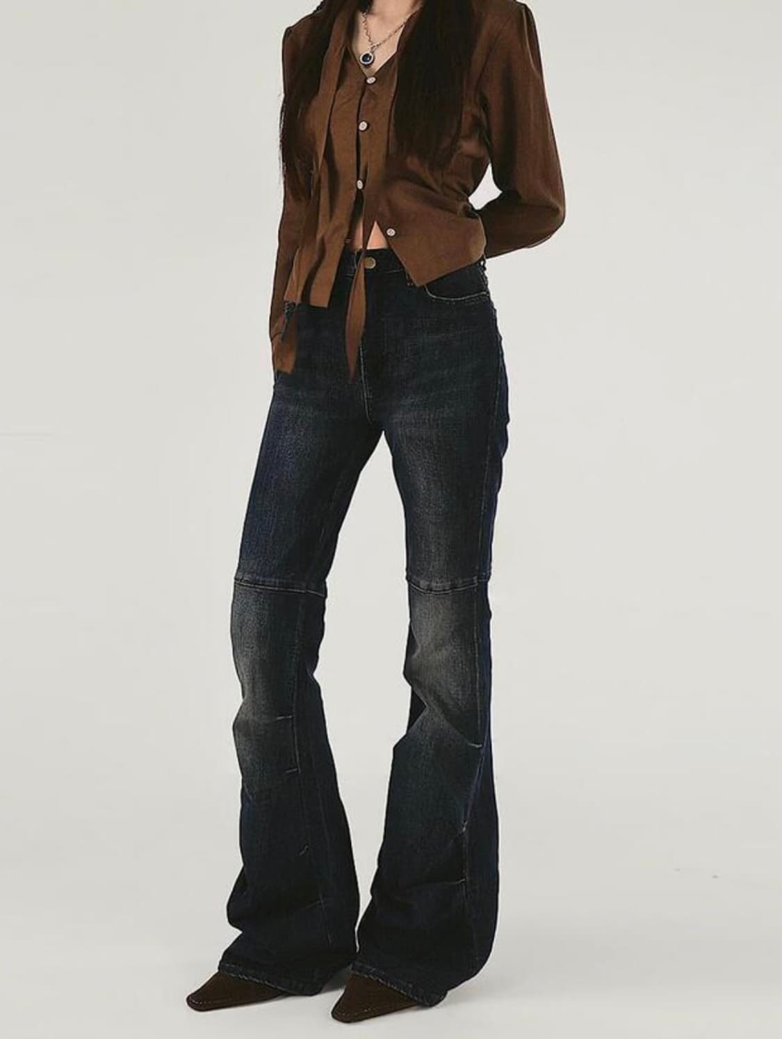 OOT 셔링 폴드 부츠컷 데님 상품이미지1