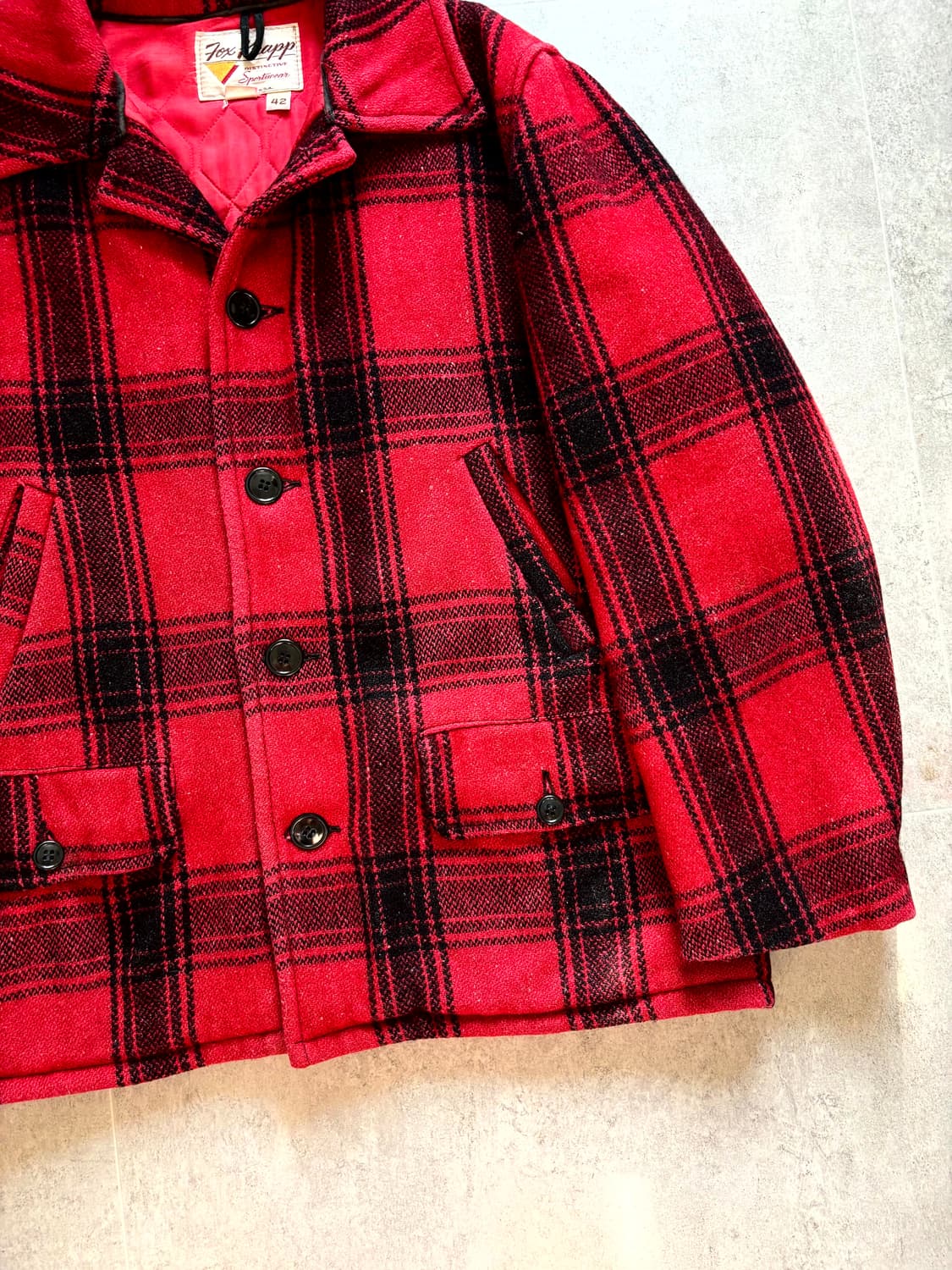 Early 70's Fox Knapp 버팔로 플레이드 울 자켓 42 상품이미지4