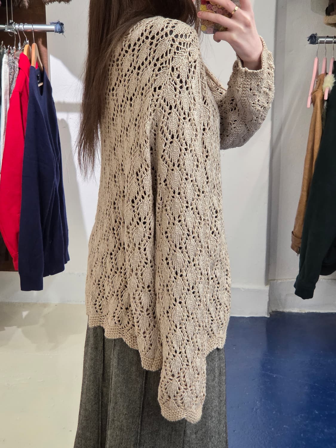 1990s USA yarnworks 원버튼 가디건 상품이미지3