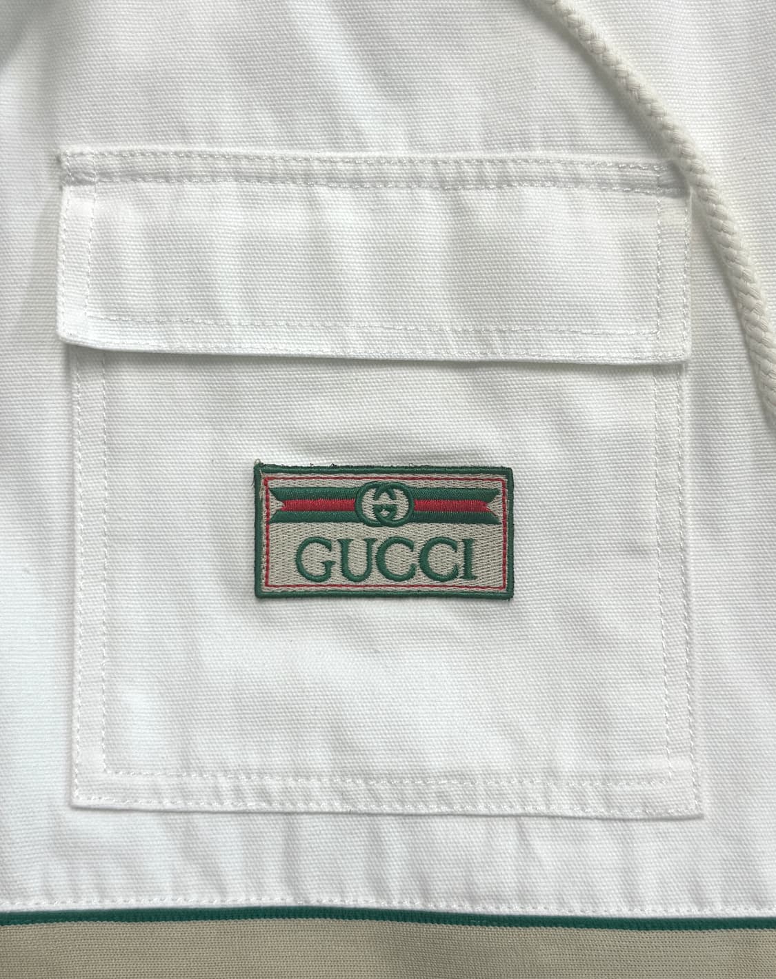 GUCCI 구찌 에코 코튼 빈티지 라벨 화이트 블루종 자켓 50 상품이미지6