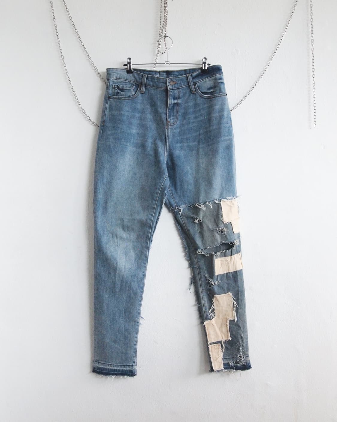 val kristopher 패치워크 디스트로이드 새깅 데님팬츠 상품이미지5