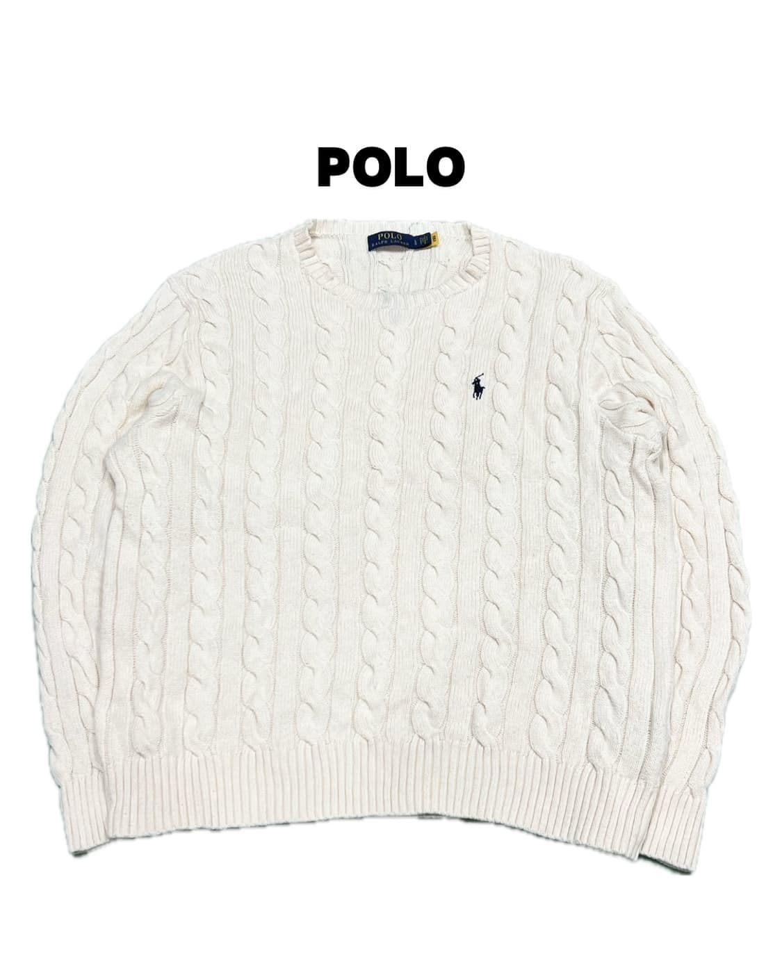 (L) 폴로 랄프로렌 라운드 케이블 꽈배기 니트 아이보리 상품이미지1