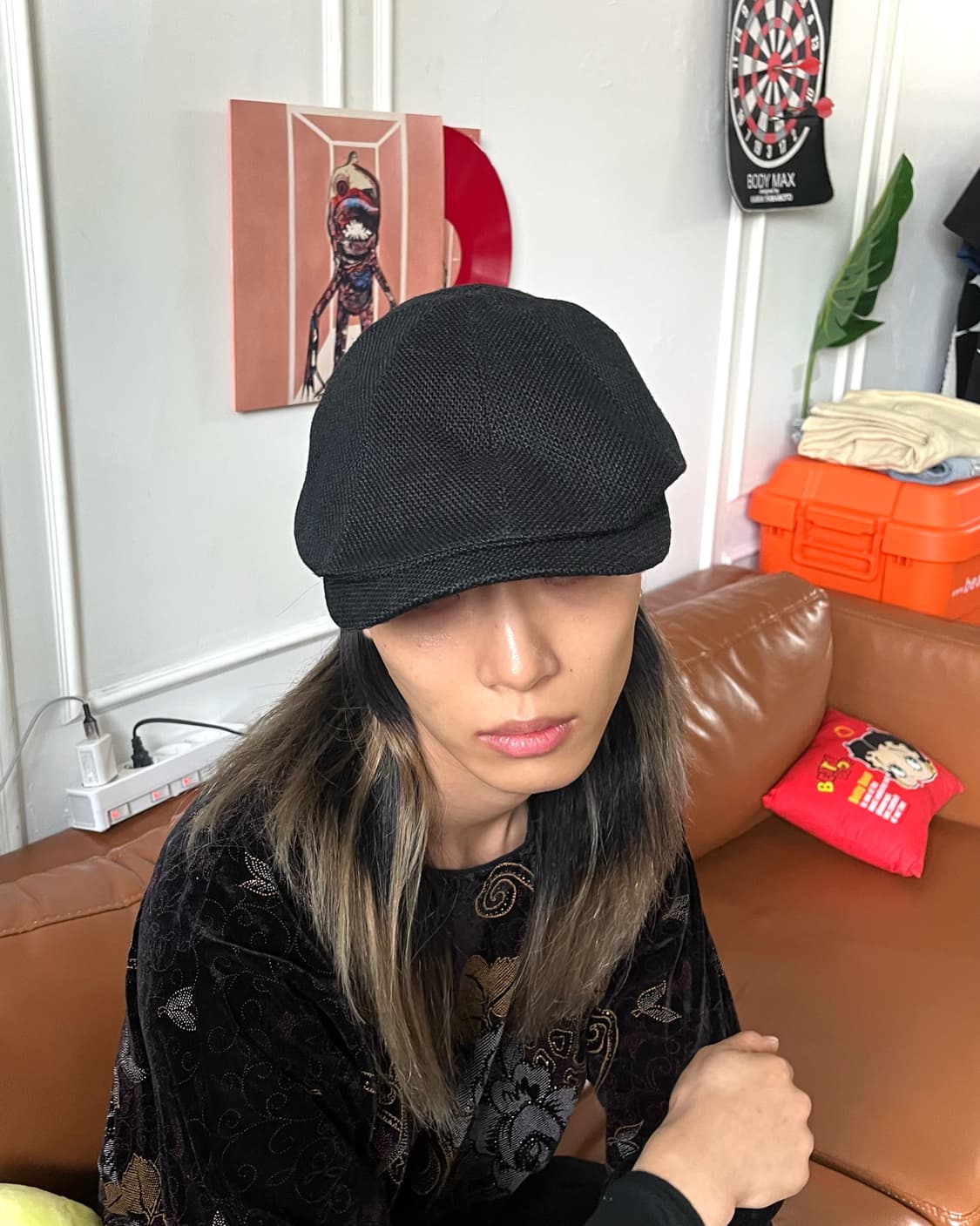 Jpn Vintage 8-Panel Black Hunting Cap 상품이미지2