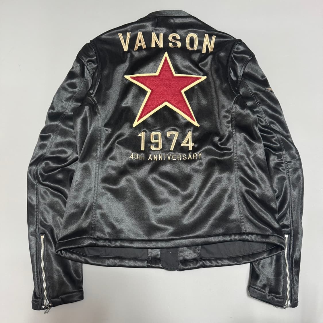 VANSON 블랙컬러 패치로고 트랙라인 폴리 코튼 라이더스 자켓 상품이미지8