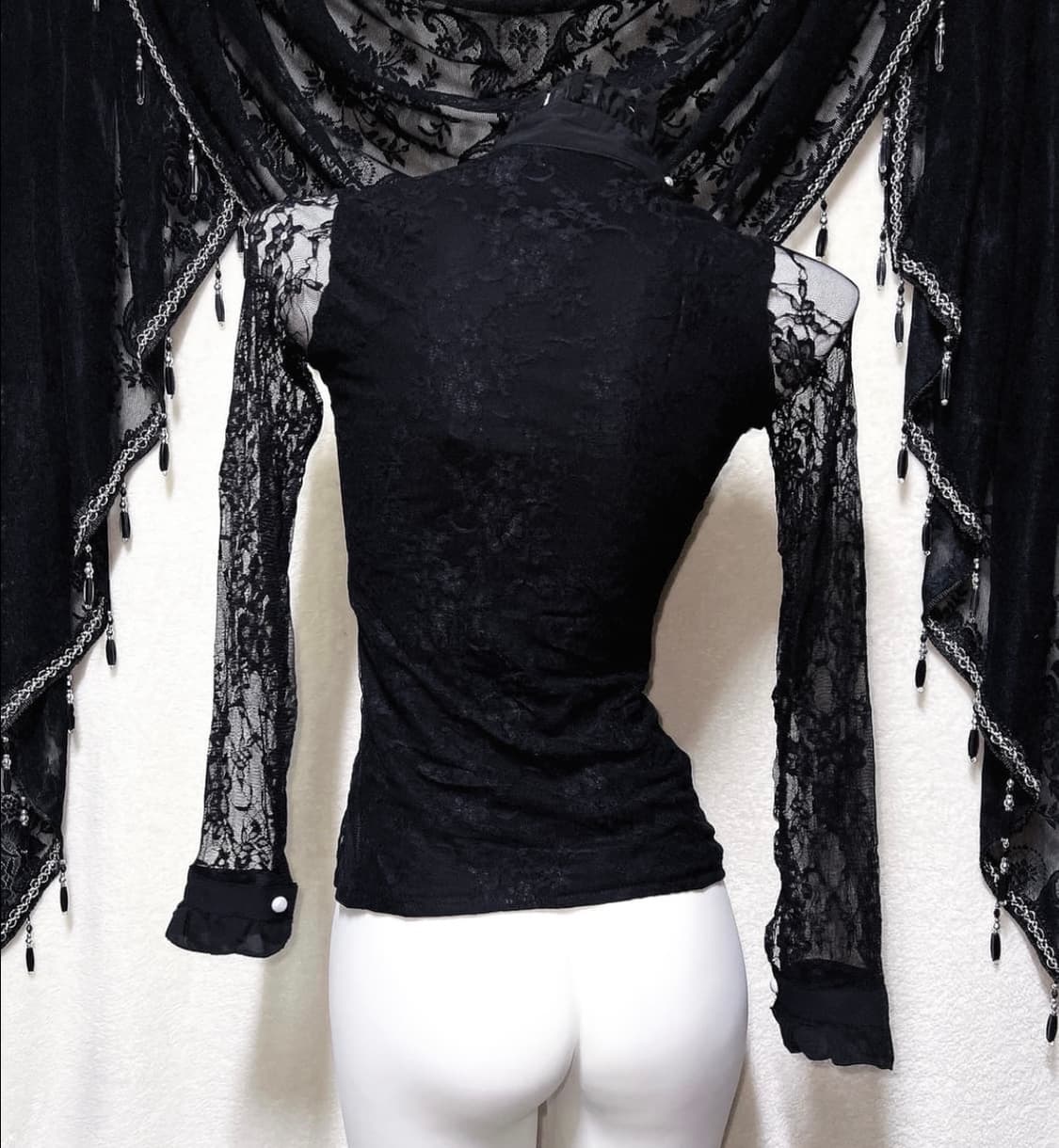 로맨틱고딕 고스로리 펑크 레이스 시스루 블라우스 로걀탑 오네갸루 공겜 상품이미지3