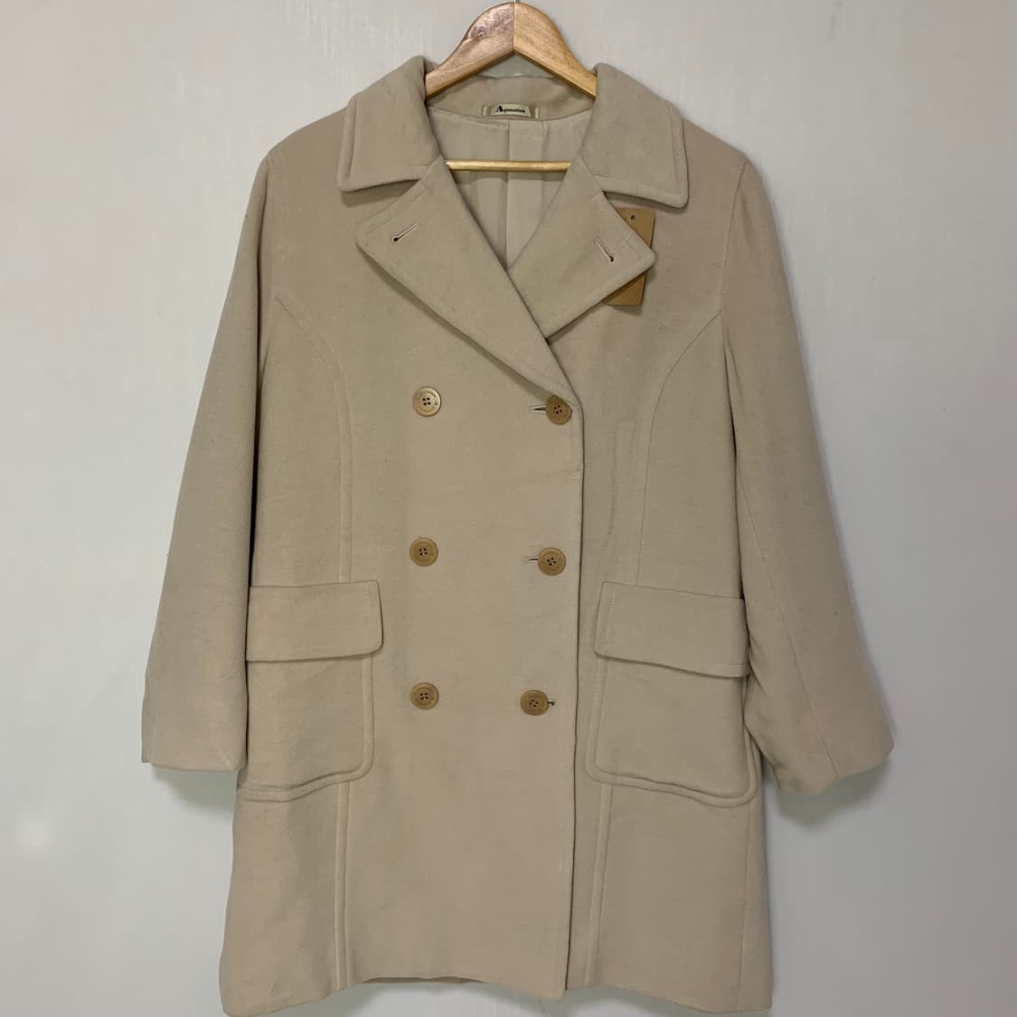 아쿠아스큐텀 빈티지 베이지 더블 롱 코트 앙고라 캐시미어 혼방 상품이미지2