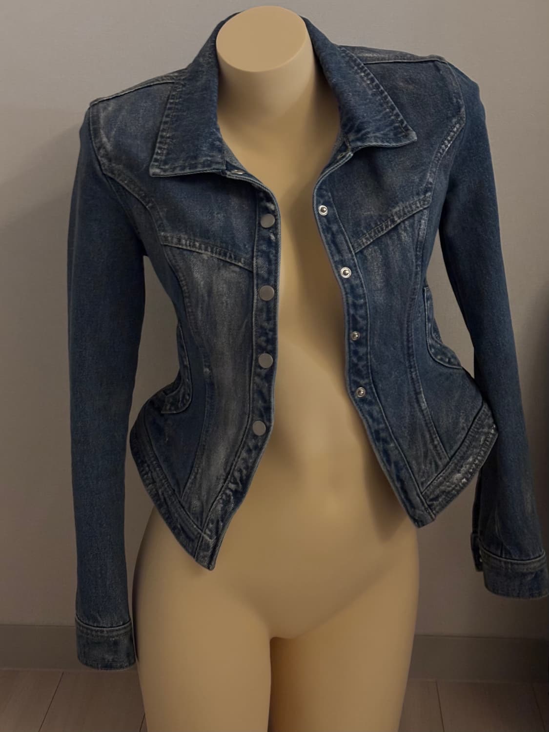 딱붙 워싱 청자켓 상품이미지2