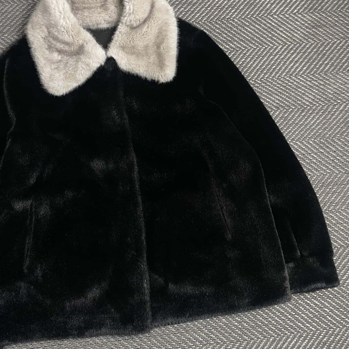 빈티지 아카이브 하이넥 배색 퍼 무스탕 자켓o 4924 상품이미지2