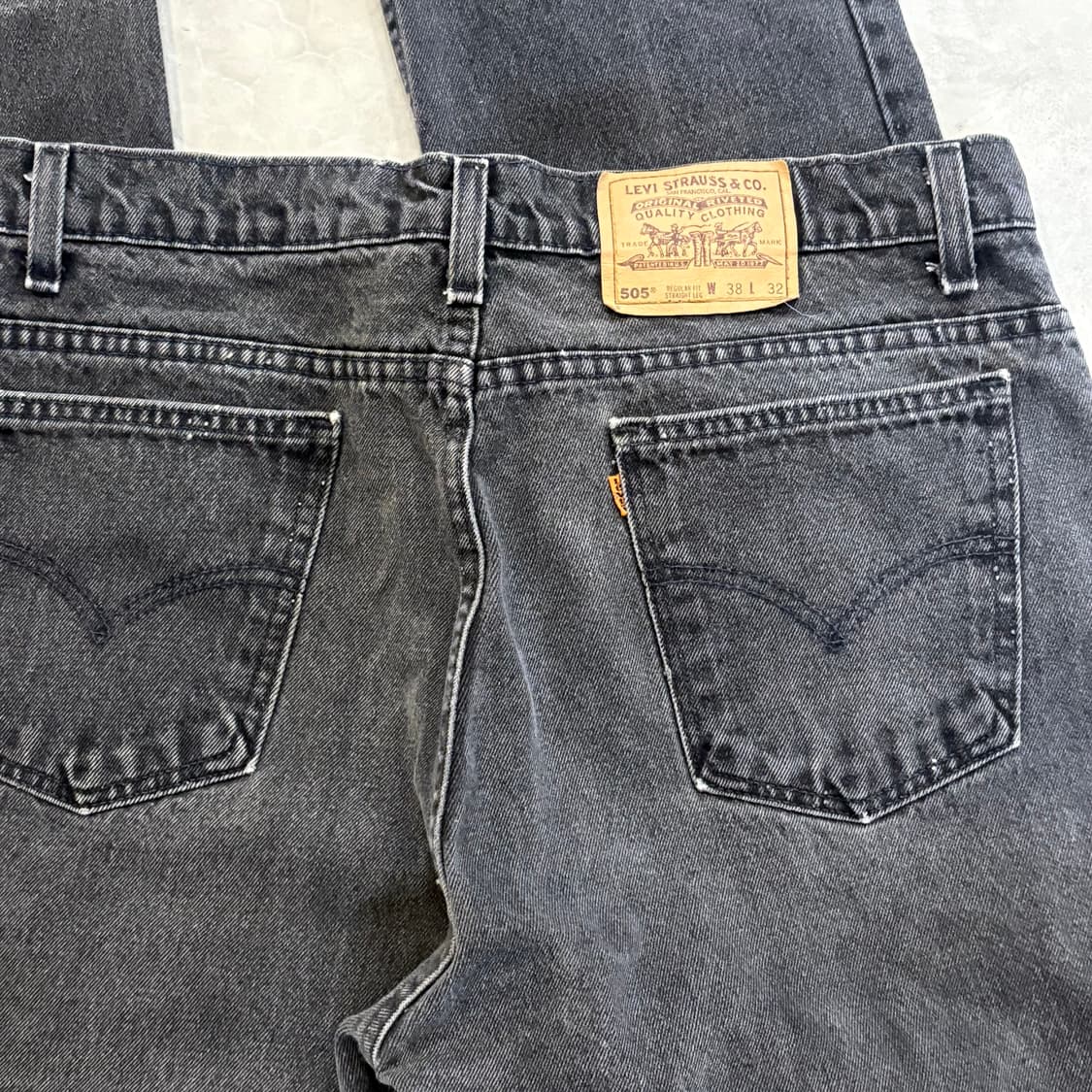 90s USA🇺🇸 리바이스 505 오렌지 탭 블랙 흑청 상품이미지5