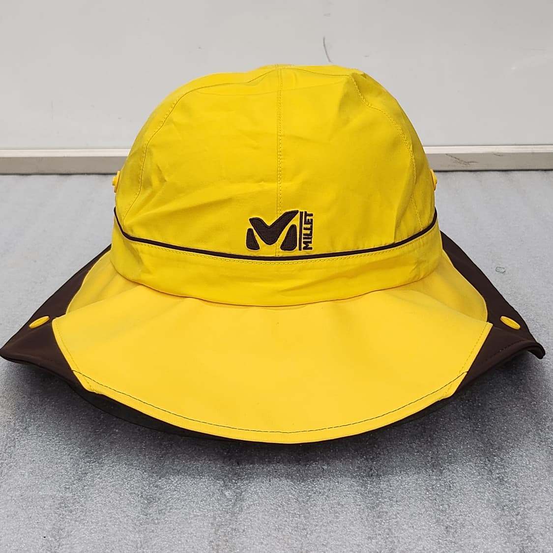 거의 미사용 밀레 고어텍스 등산모자 옐로우/브라운 M사이즈(59cm) 상품이미지2