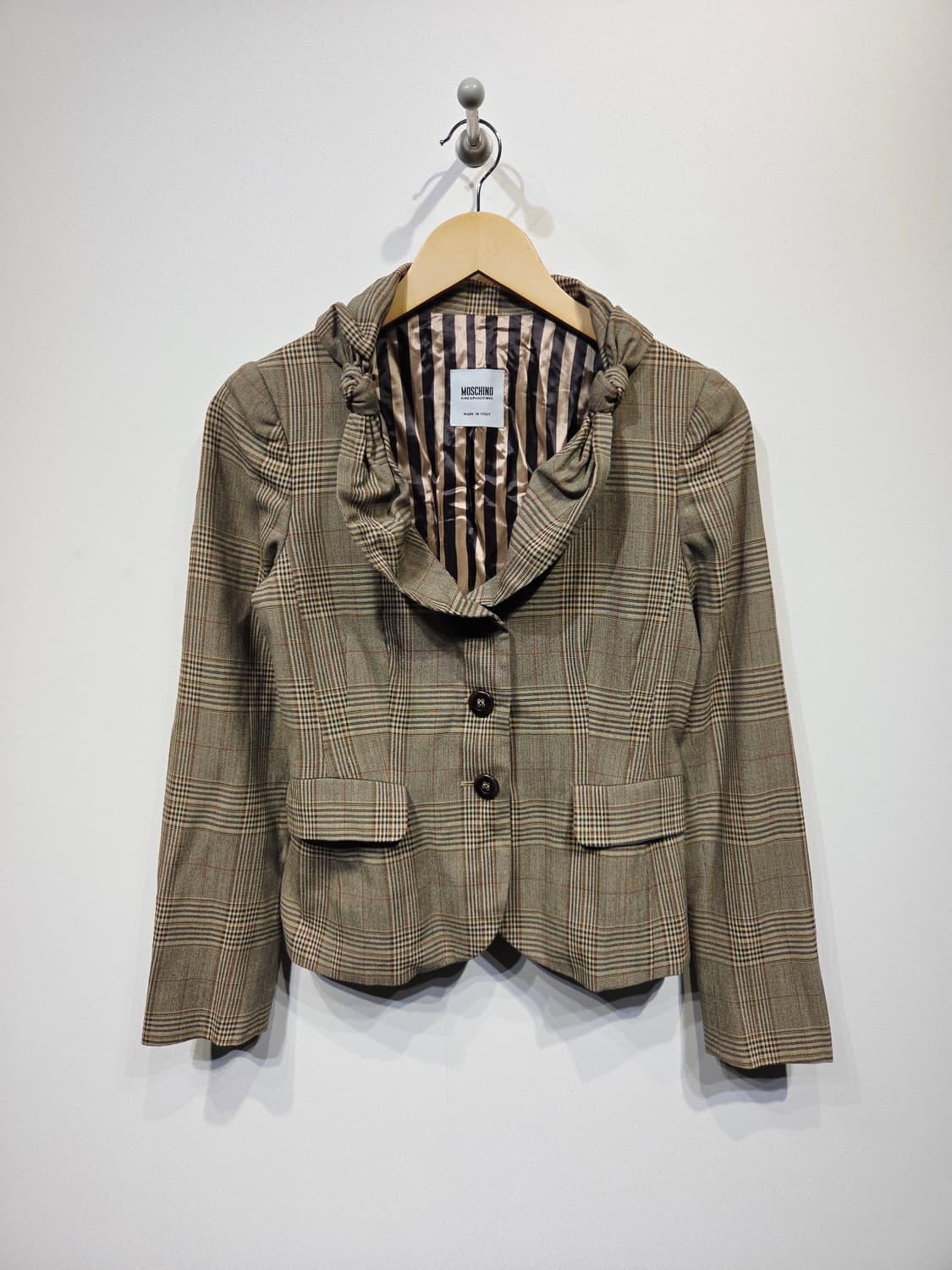 MOSCHINO 모스키노 칩앤시크 꼬임 넥 체크 자켓 상품이미지2