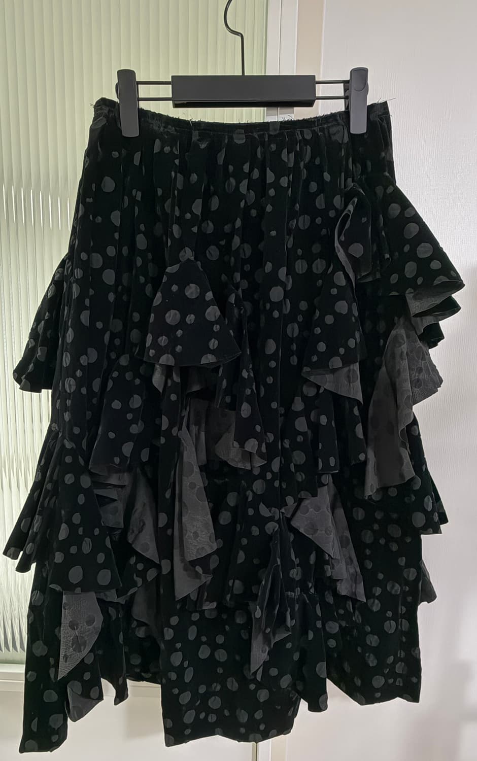 COMME des GARCONS  스웨이드 블랙 도트 스커트 상품이미지1