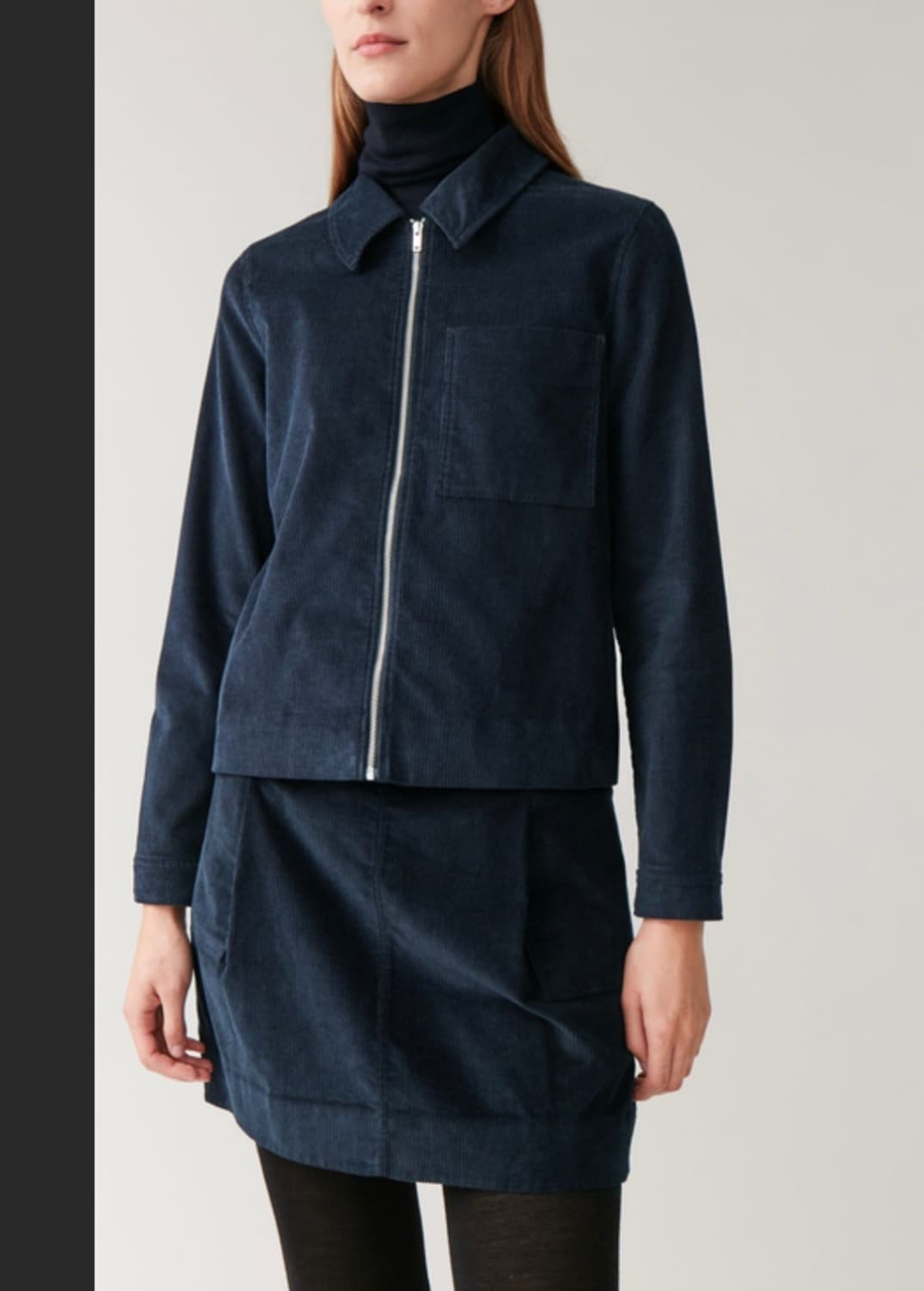 COS 코스 여성 스판 코듀로이 블루종 숏자켓 36 _ 네이비 상품이미지10