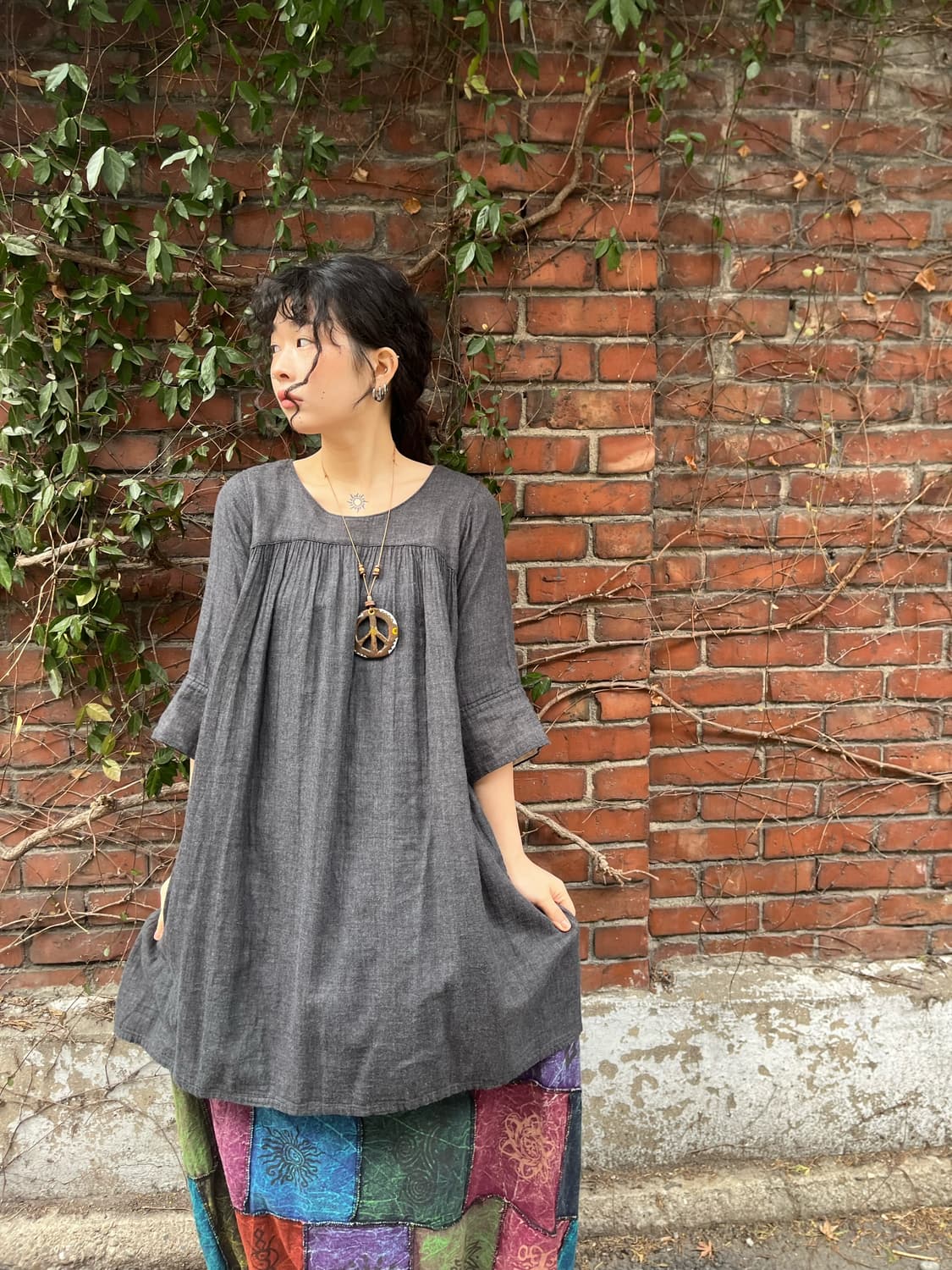 데일리 무드 그레이 미디 원피스 상품이미지2