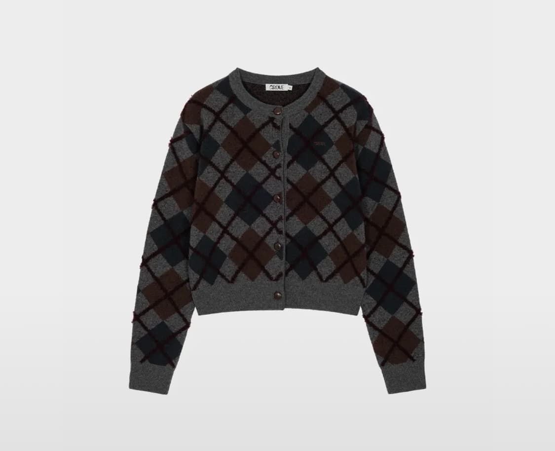 STITCH ARGYLE CARDIGAN 상품이미지1