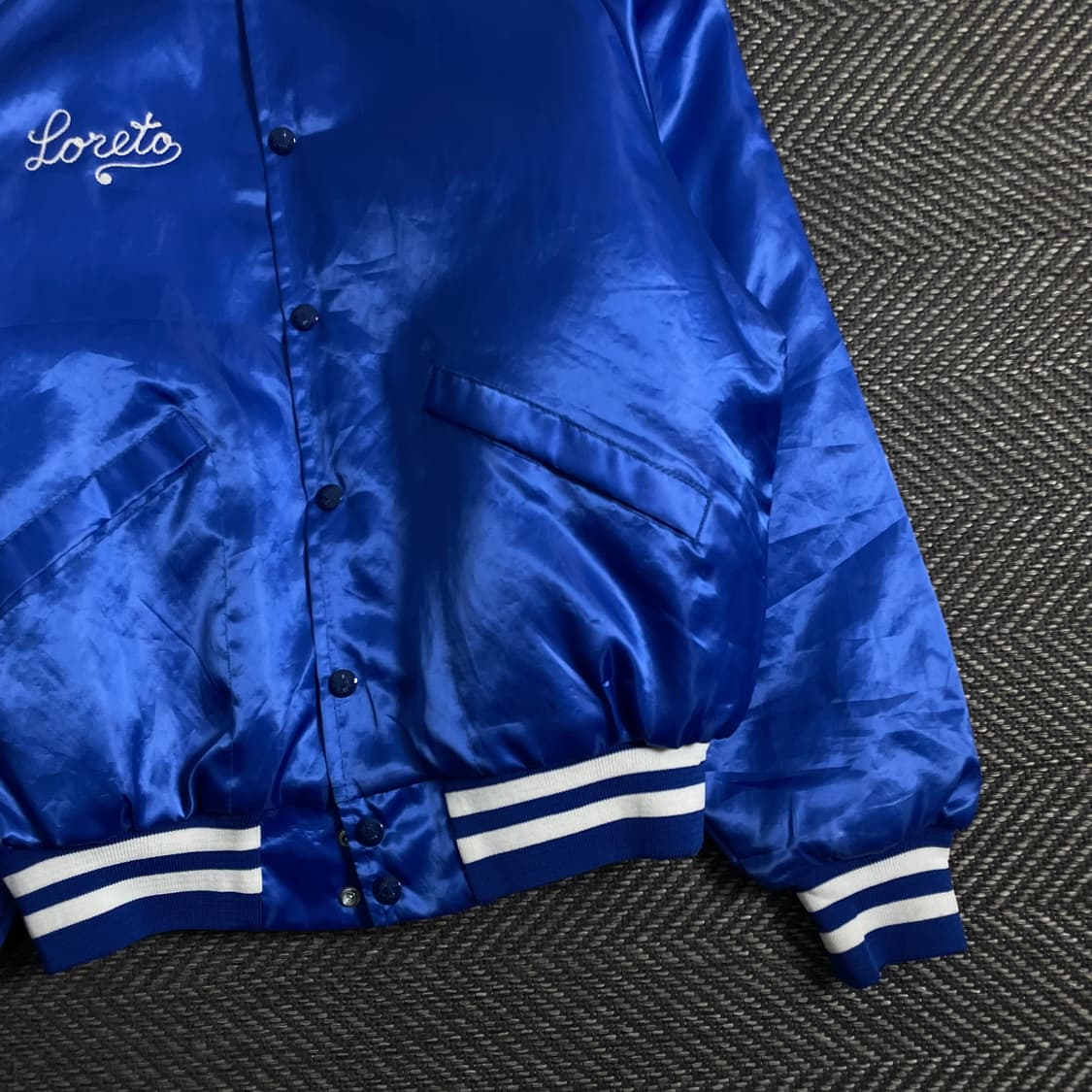 USA 빈티지 레터링 올드스쿨 새틴 바시티 자켓o 3898 상품이미지3