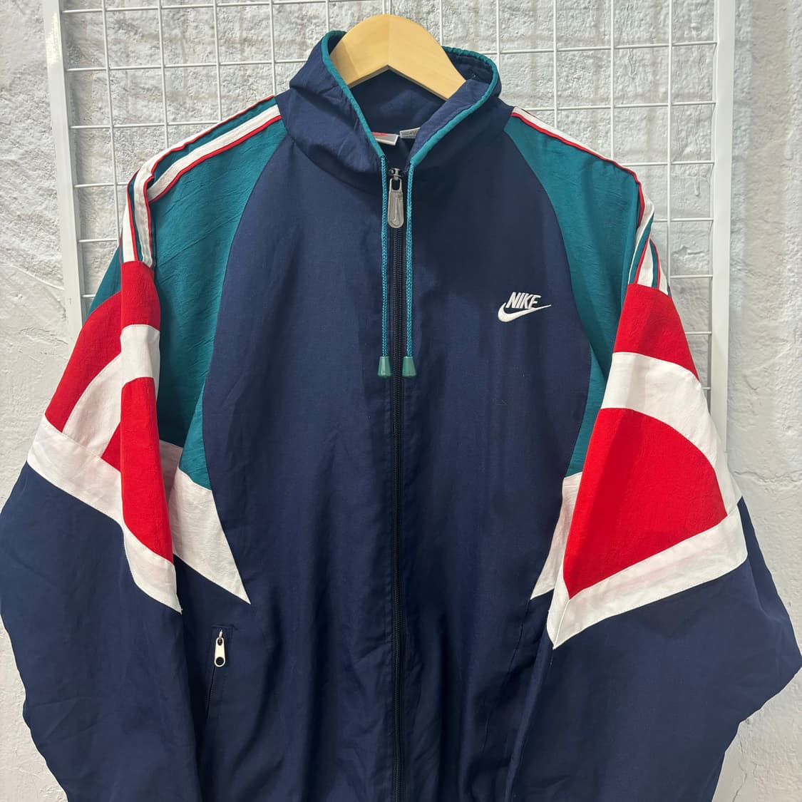 90s 나이키 올드스쿨 배색 빅 로고 바람막이 2XL 상품이미지3