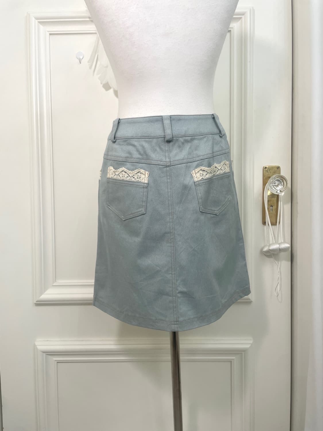 mint denim lace point midi skirt 상품이미지4