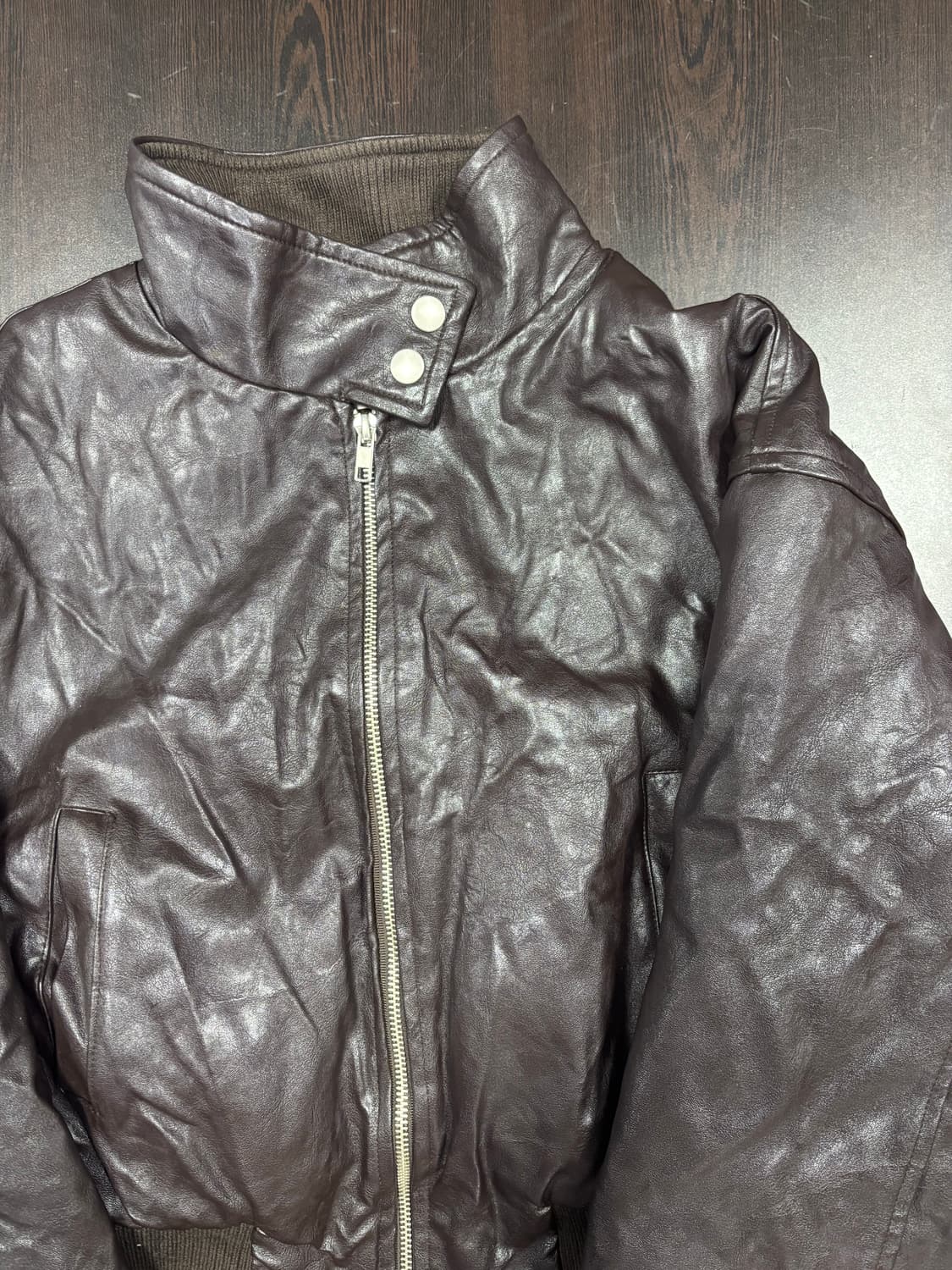 일본 빈티지 브라운 레더 숏 봄버 자켓 상품이미지2