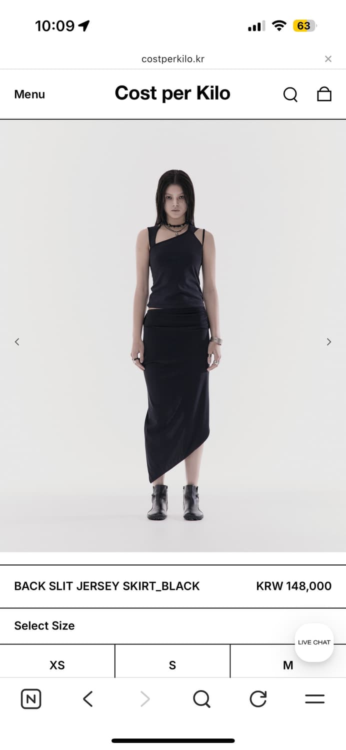 cost per kilo BACK SLIT JERSEY SKIRT xs 상품이미지1