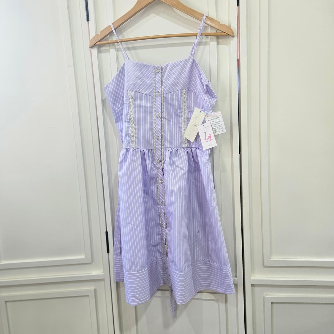 라벤더 스트라이프 끈 미니 원피스 상품이미지7