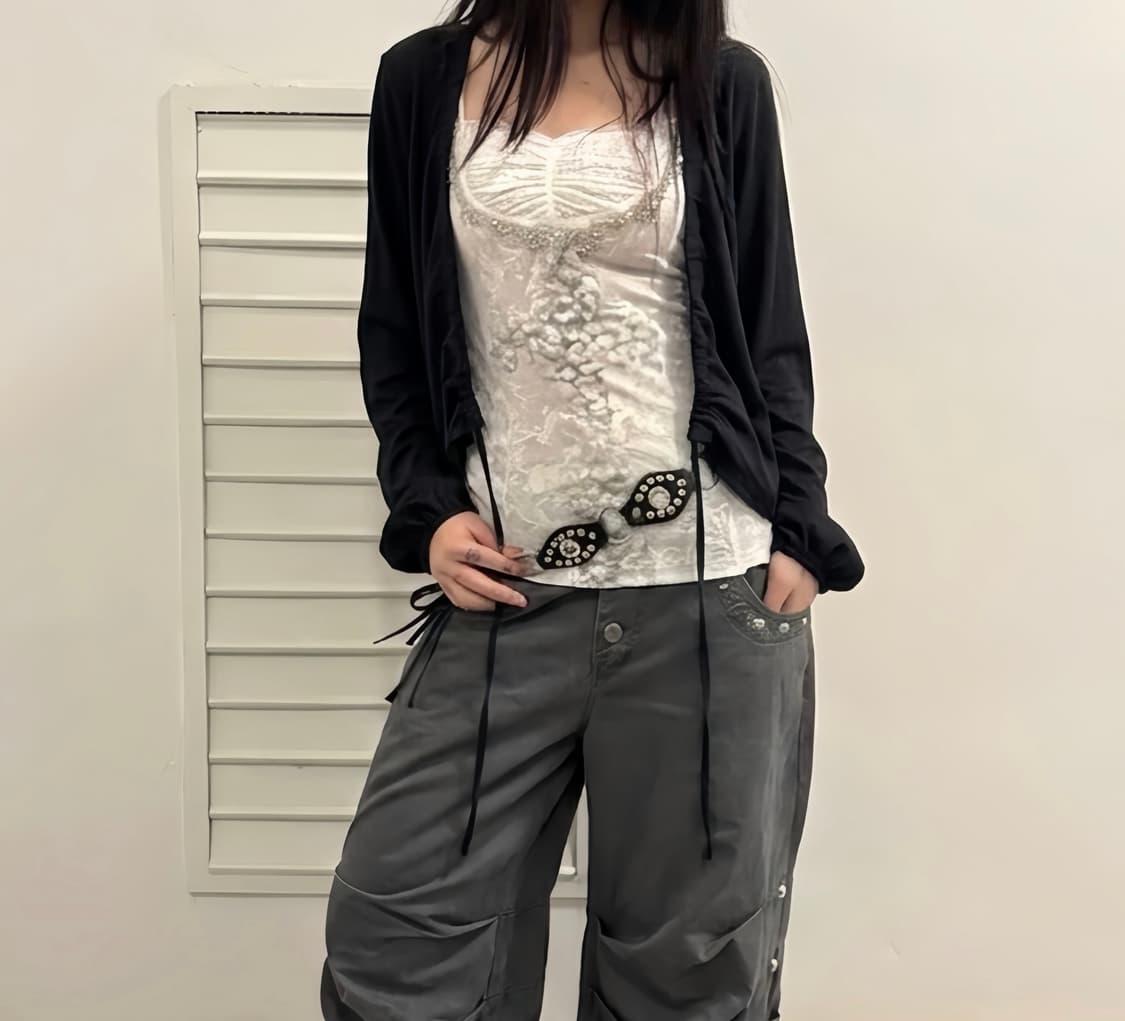 Comme ca ism 셔링 가디건 상품이미지1